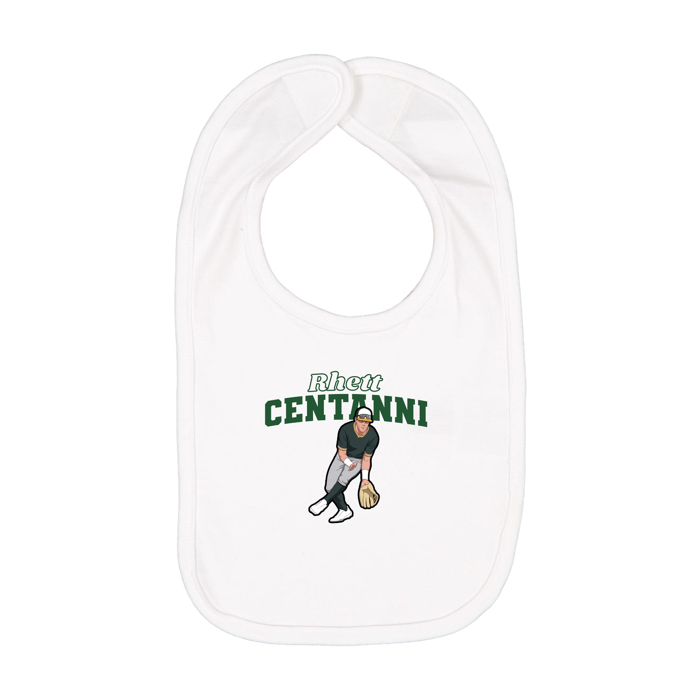 Infant Bib — Name Arch in White