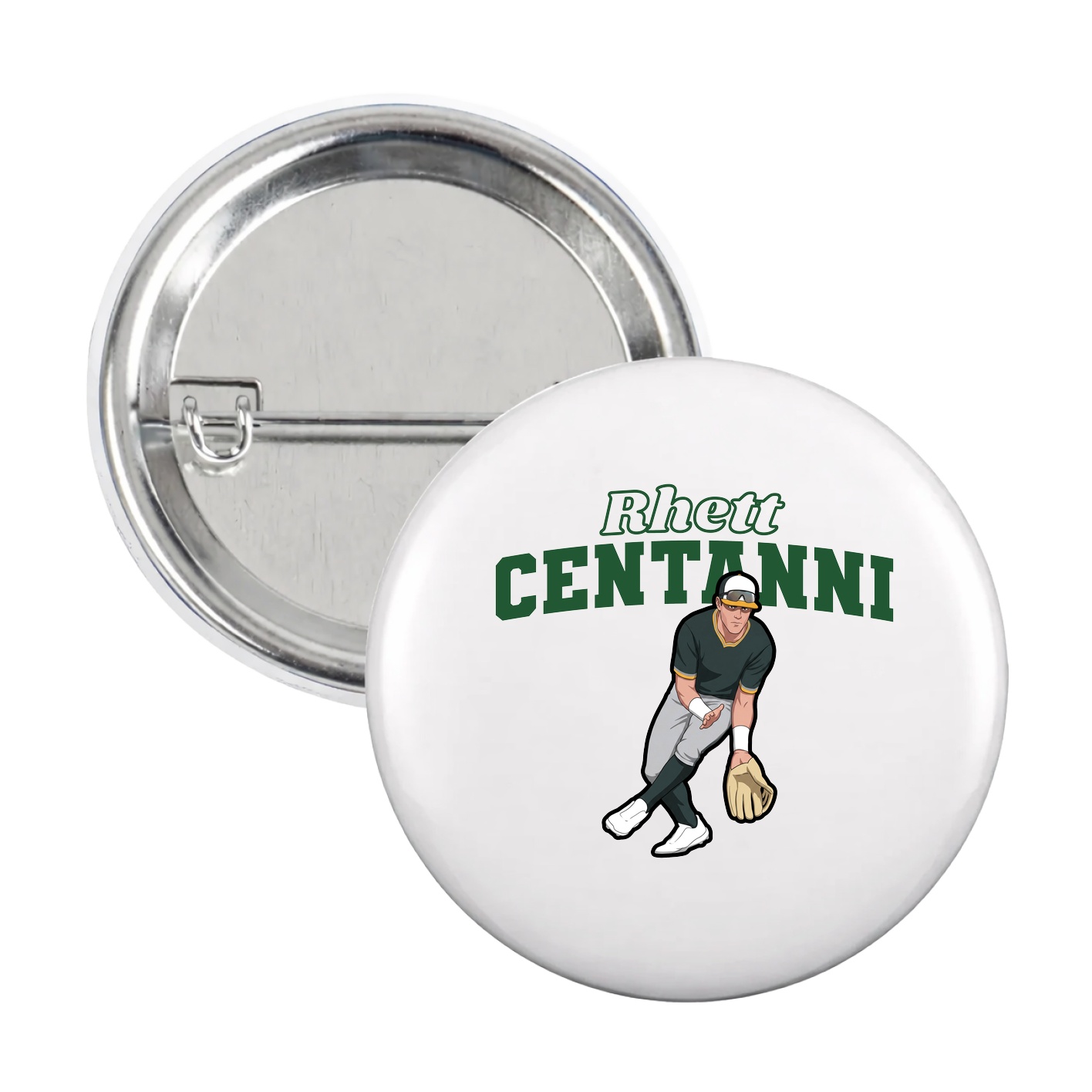 Game Day Button — Name Arch in White