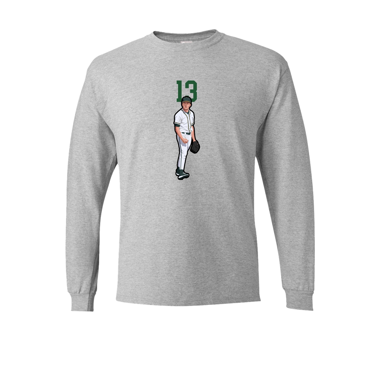 Long Sleeve Tee — Number Top in Grey