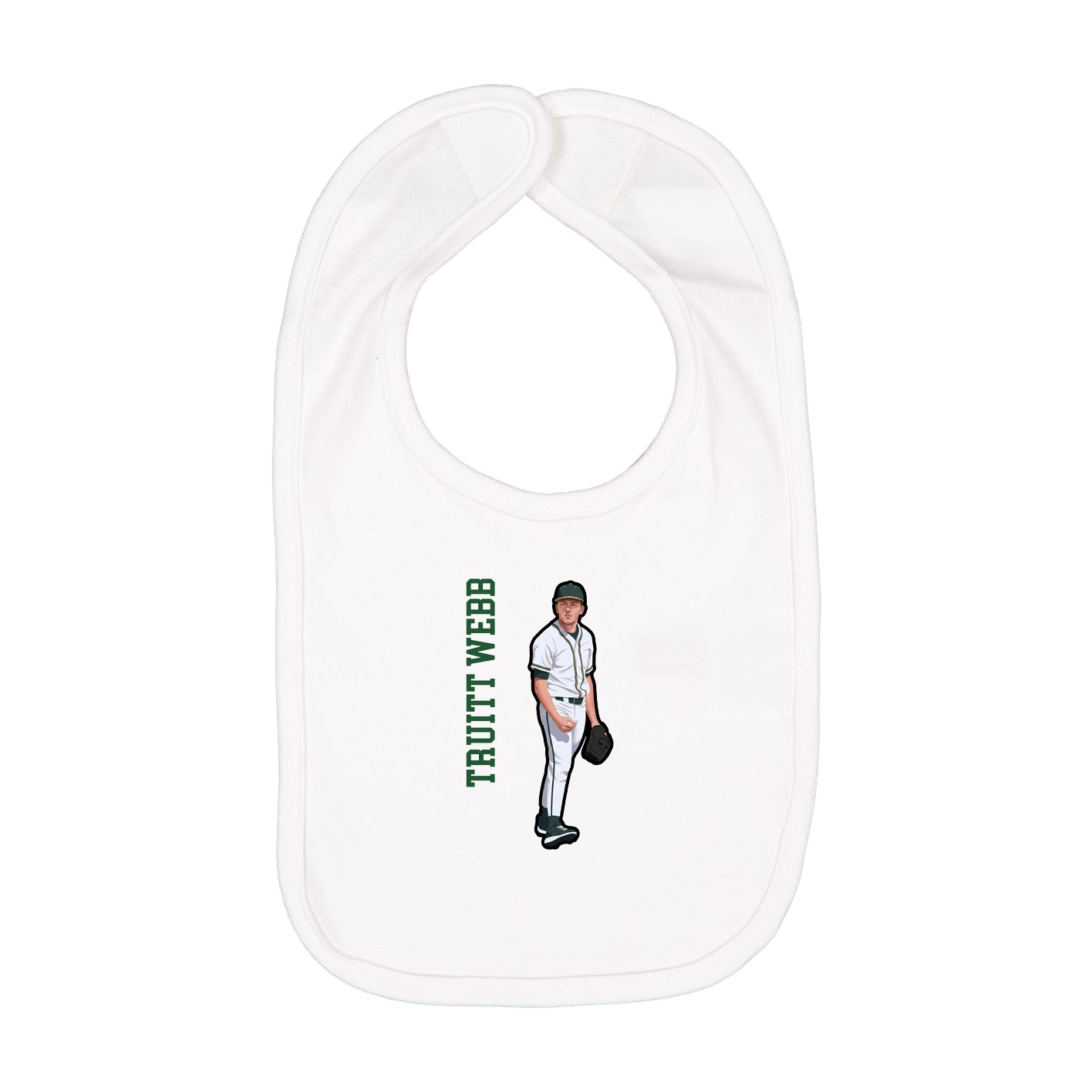Infant Bib — Name Vertical in White