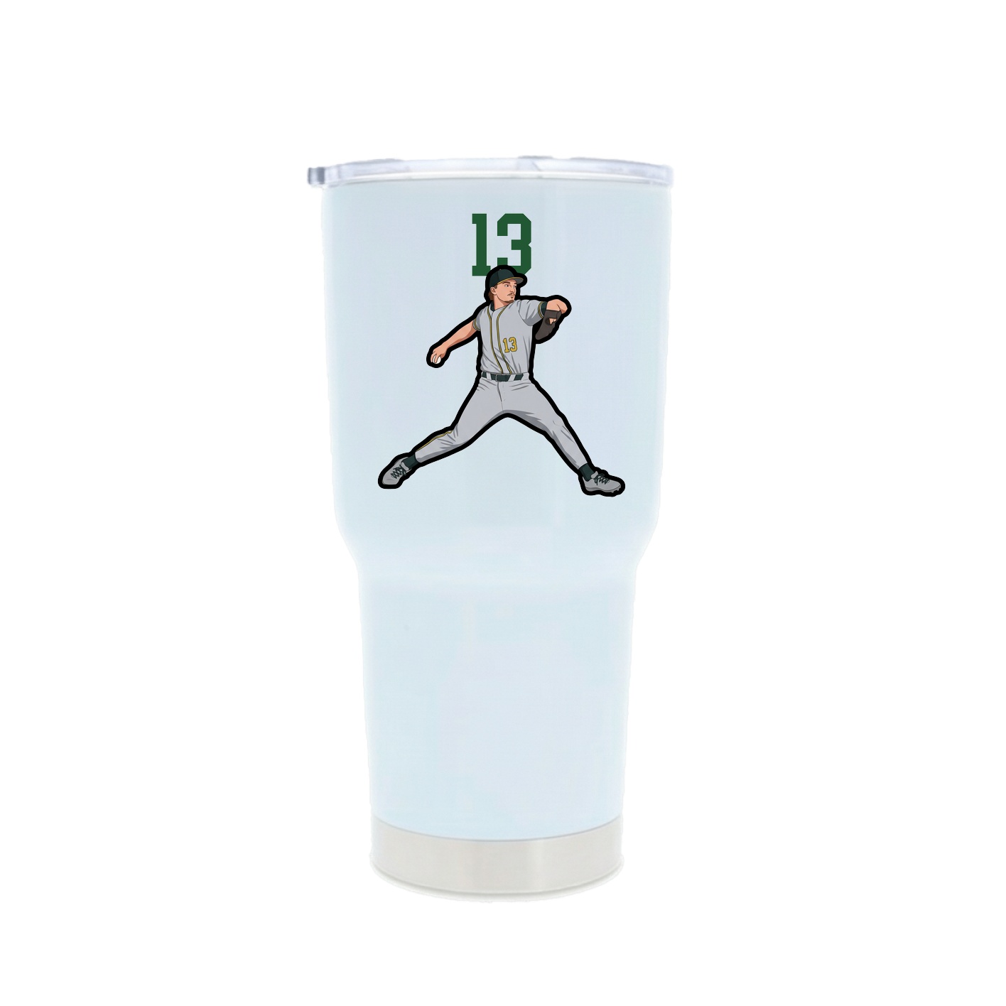 30oz Stainless Steel Tumbler — Number Top in White