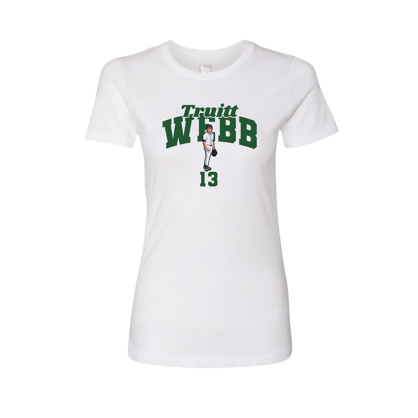 Fitted Women's Tee — Signature Arch in White