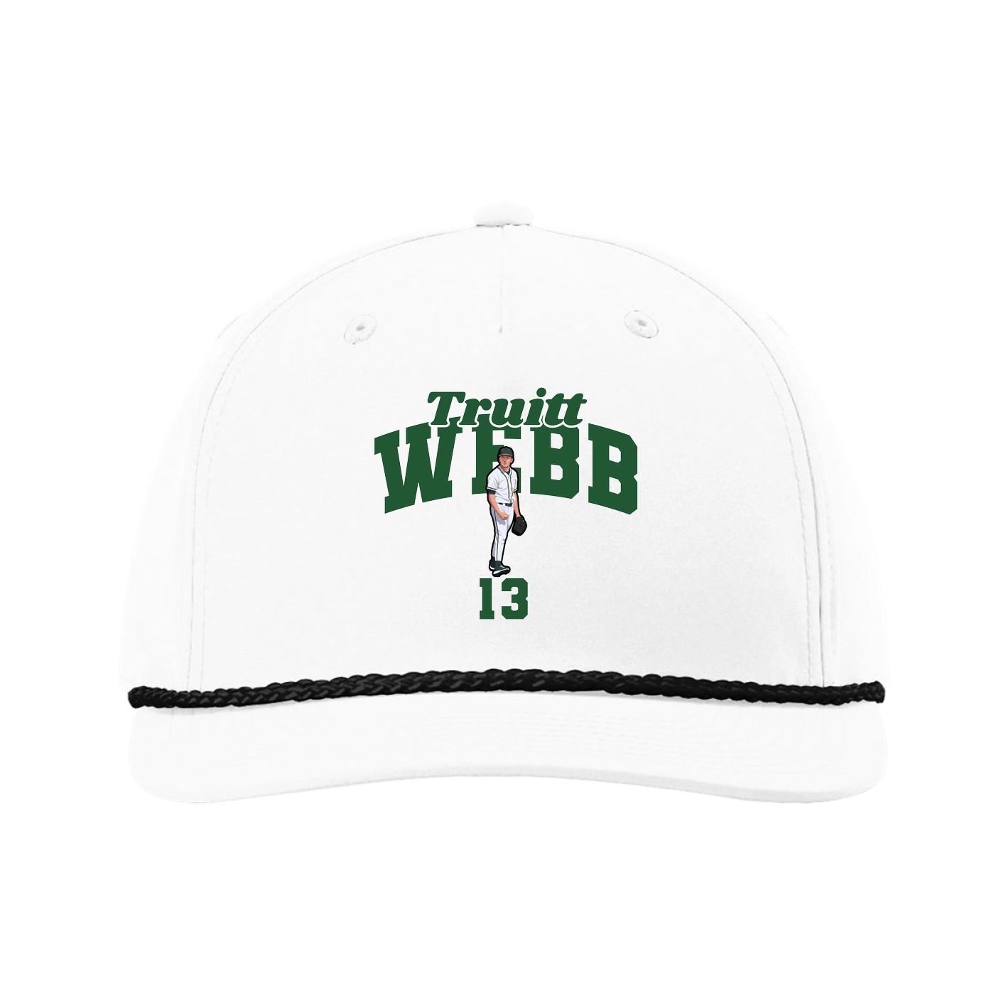Five-Panel Classic Rope Cap — Signature Arch in White