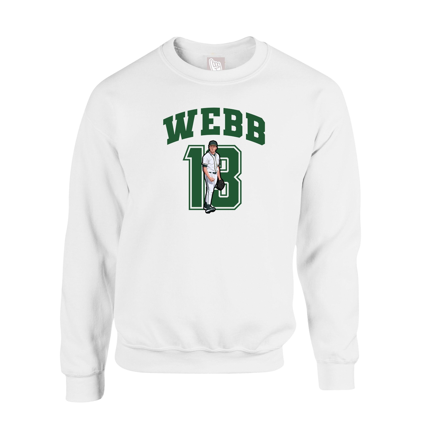 Fleece Crew — Number in White