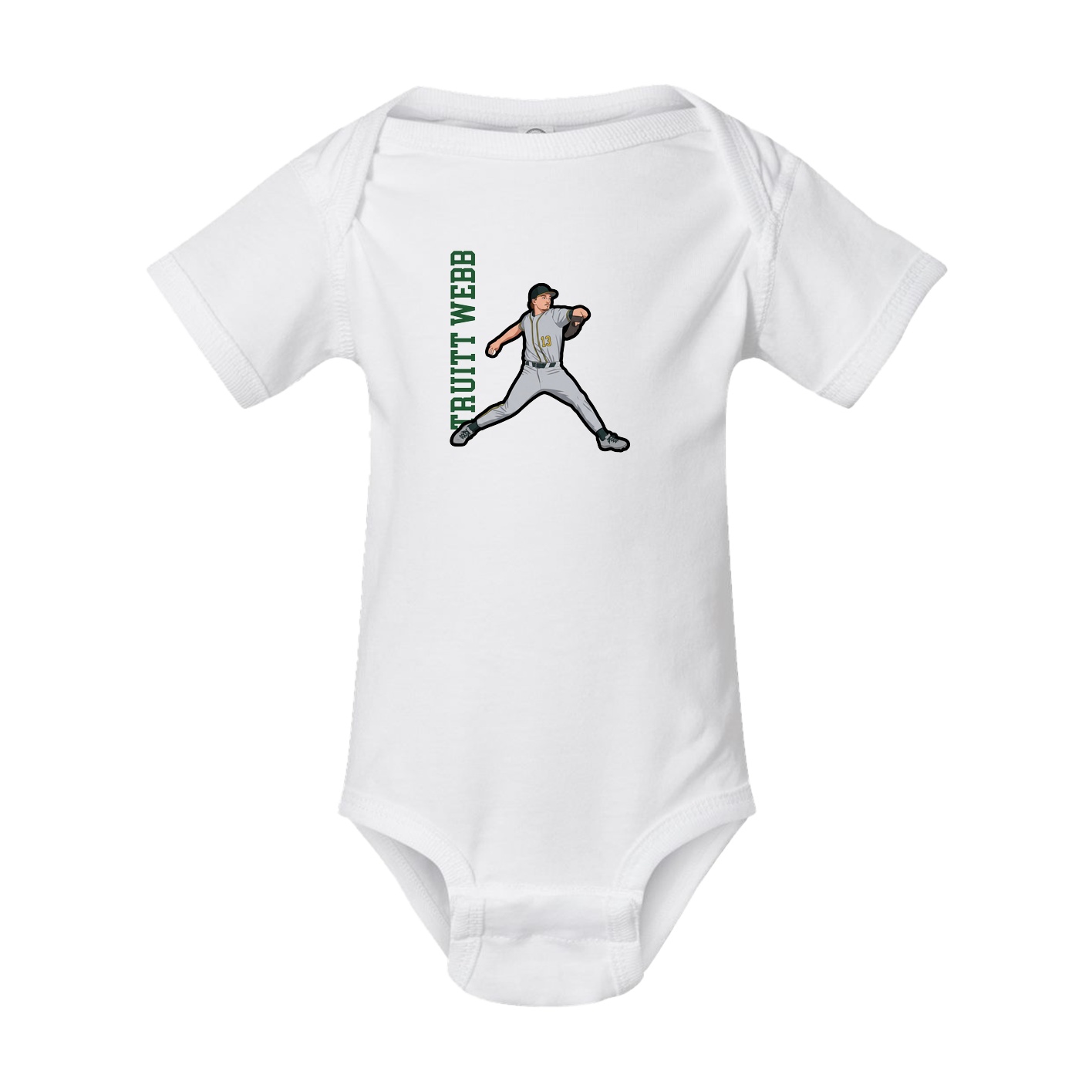 Baby Onesie — Name Vertical in White