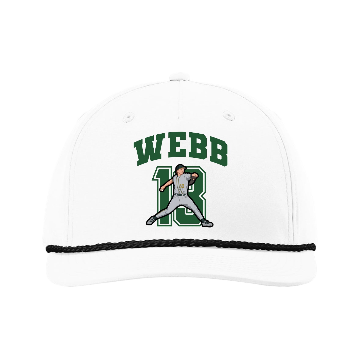 Five-Panel Classic Rope Cap — Number in White