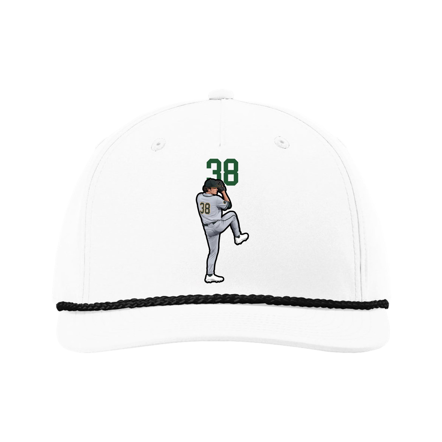 Five-Panel Classic Rope Cap — Number Top in White