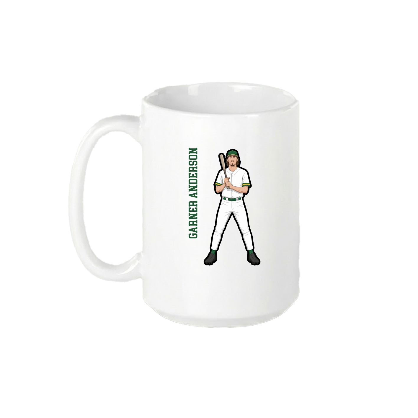 15oz Coffee Mug — Name Vertical in White
