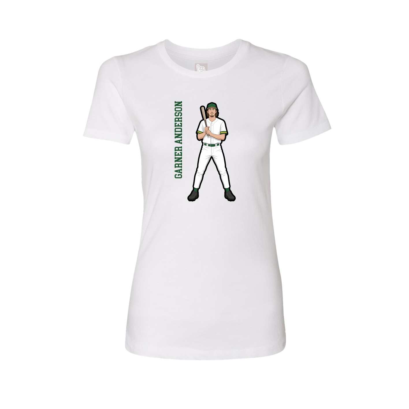 Fitted Women's Tee — Name Vertical in White
