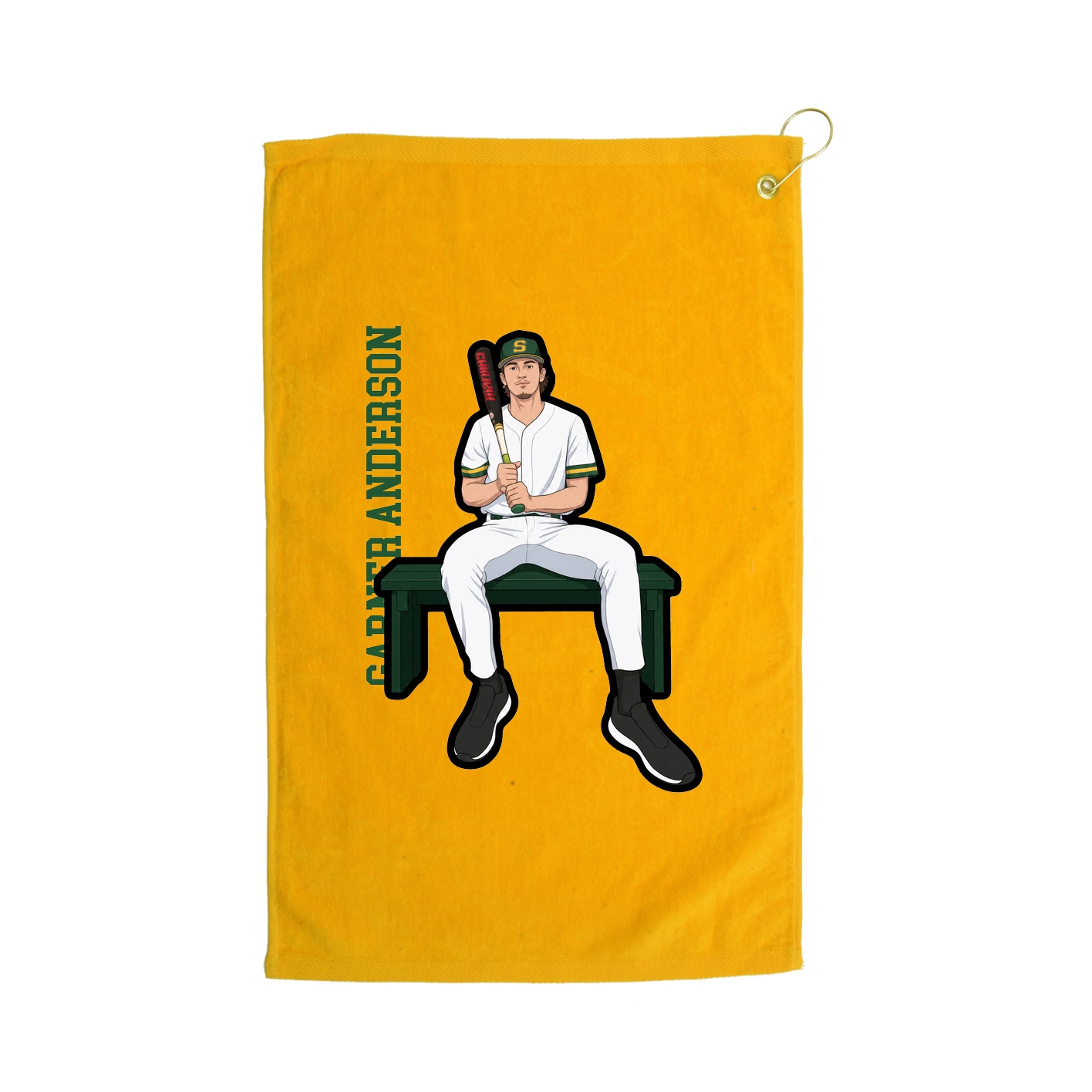 Golf Towel — Name Vertical in Gold