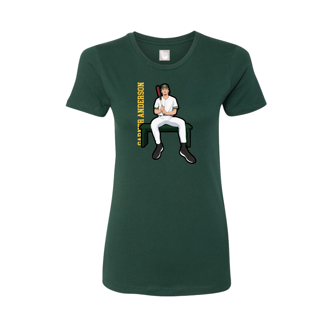 Fitted Women's Tee — Name Vertical in Green