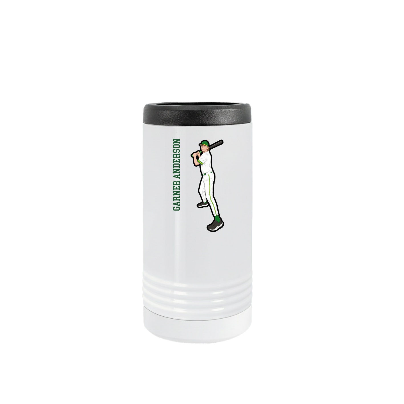 Slim Beverage Holder — Name Vertical in White