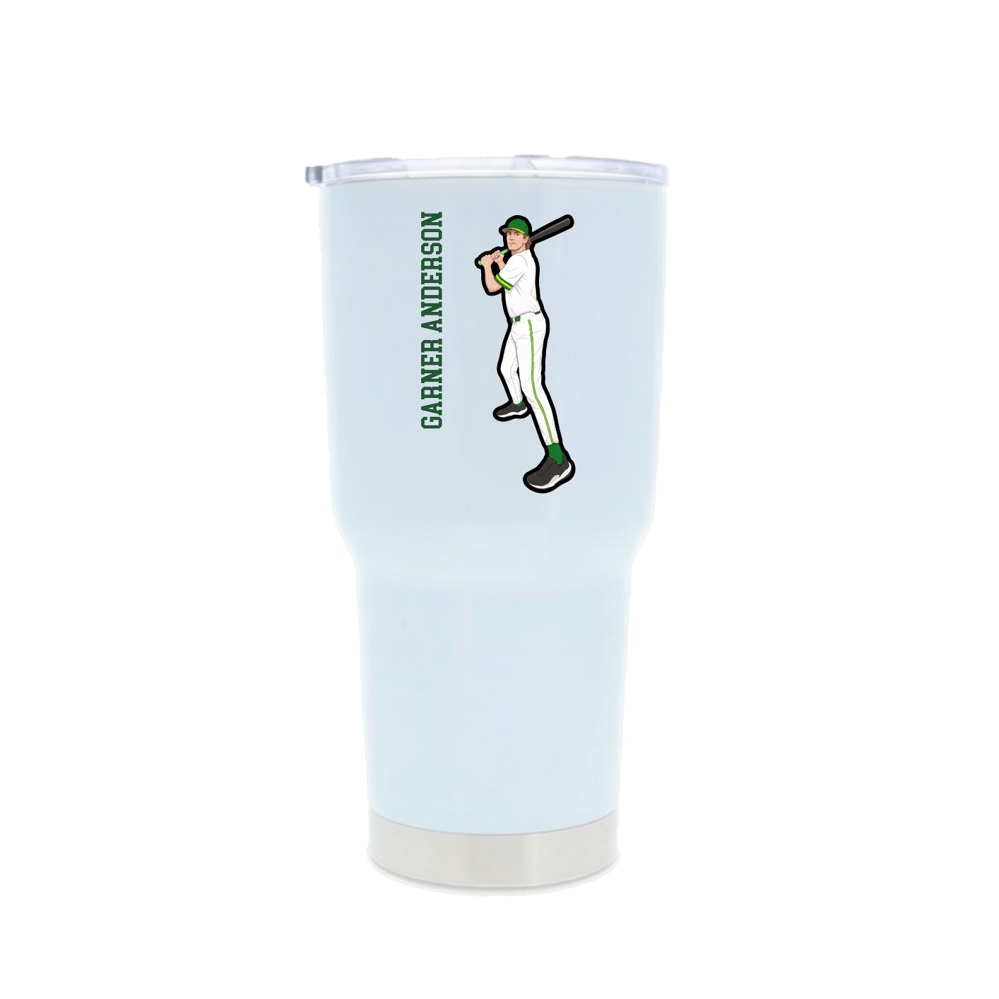 30oz Stainless Steel Tumbler — Name Vertical in White