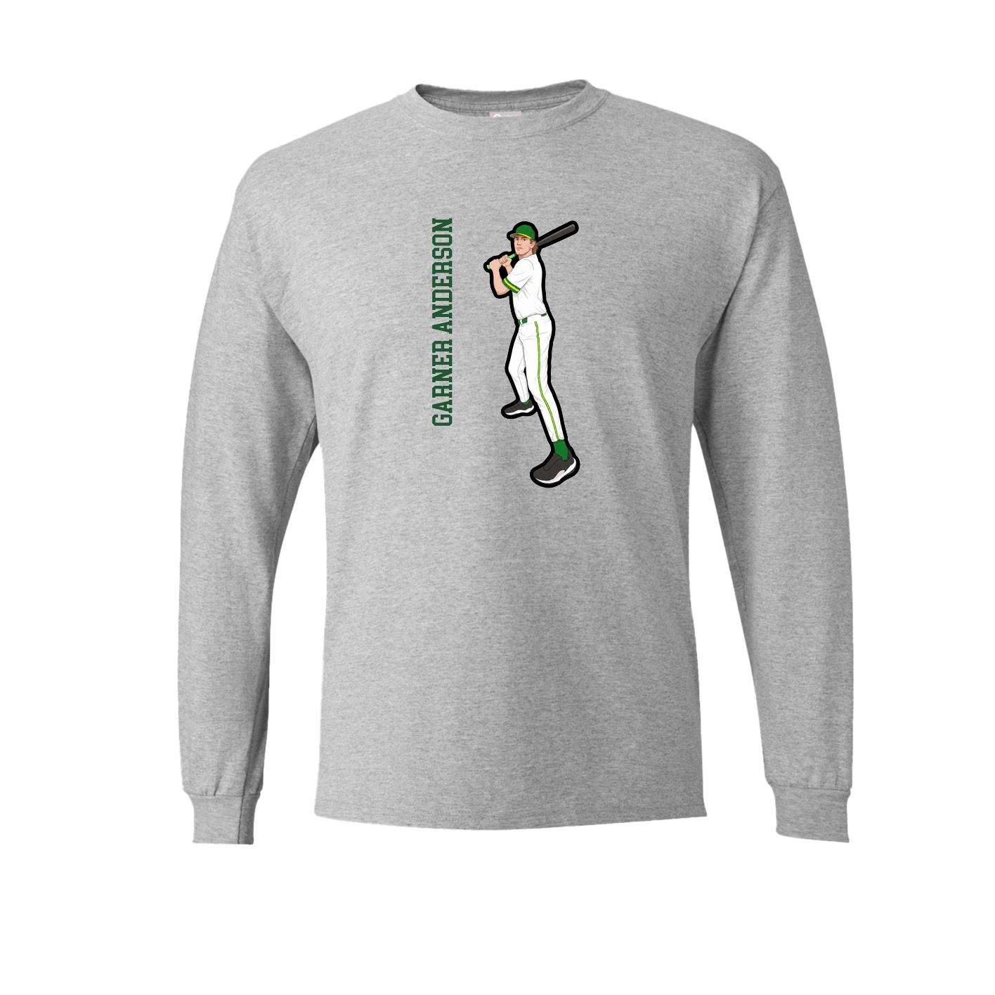 Long Sleeve Tee — Name Vertical in Grey