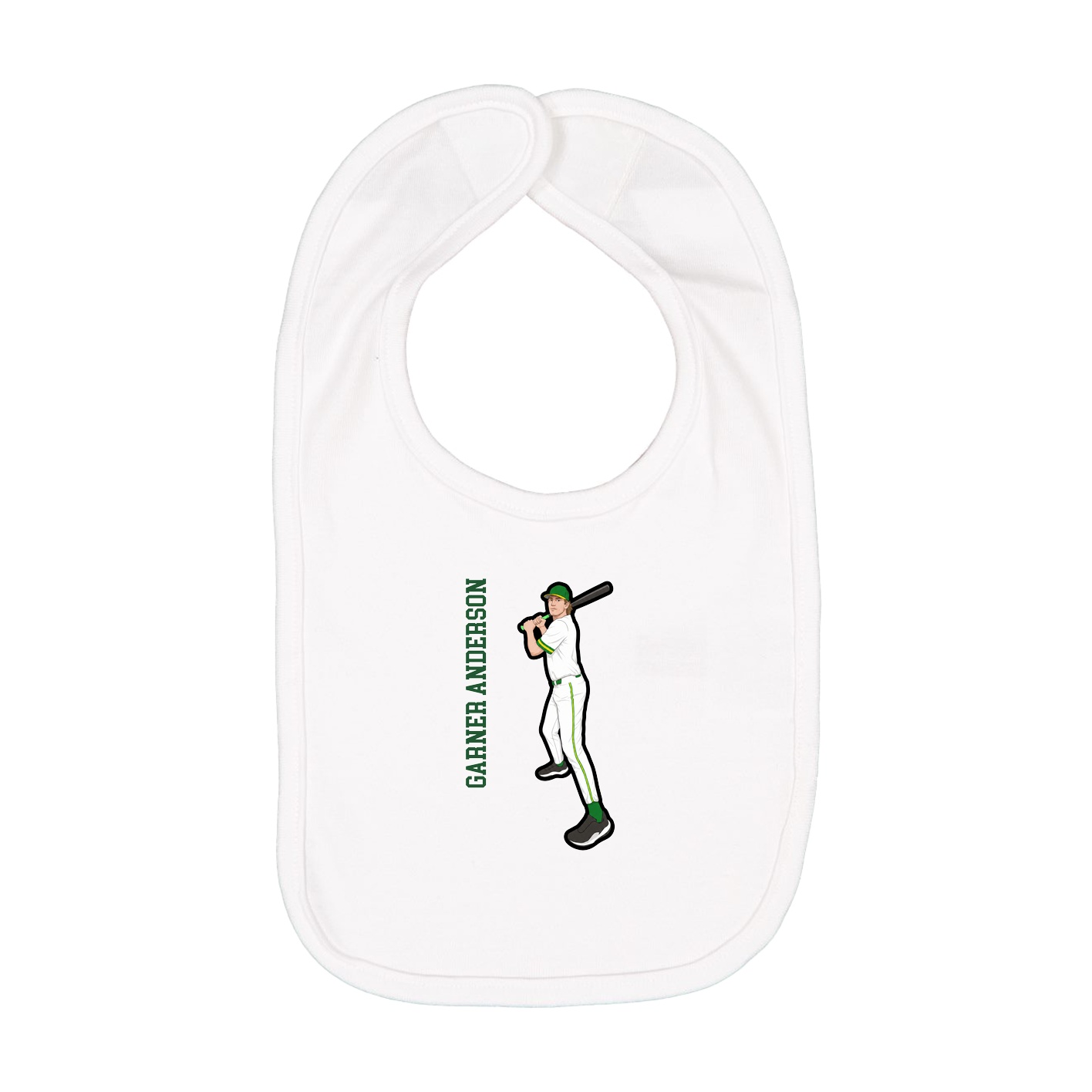 Infant Bib — Name Vertical in White