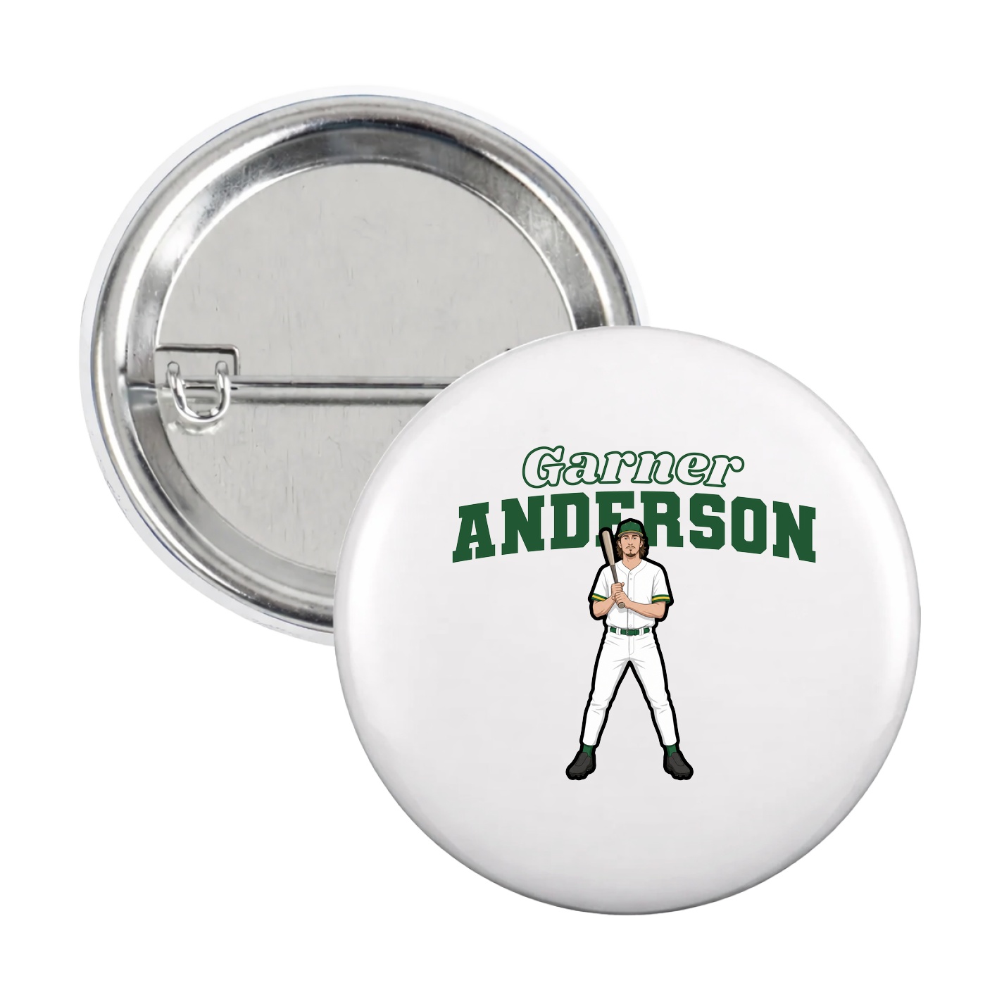 Game Day Button — Name Arch in White