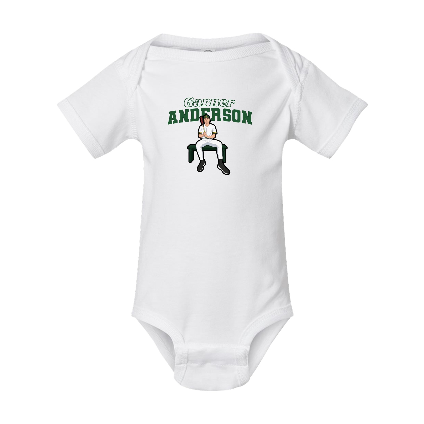 Baby Onesie — Name Arch in White