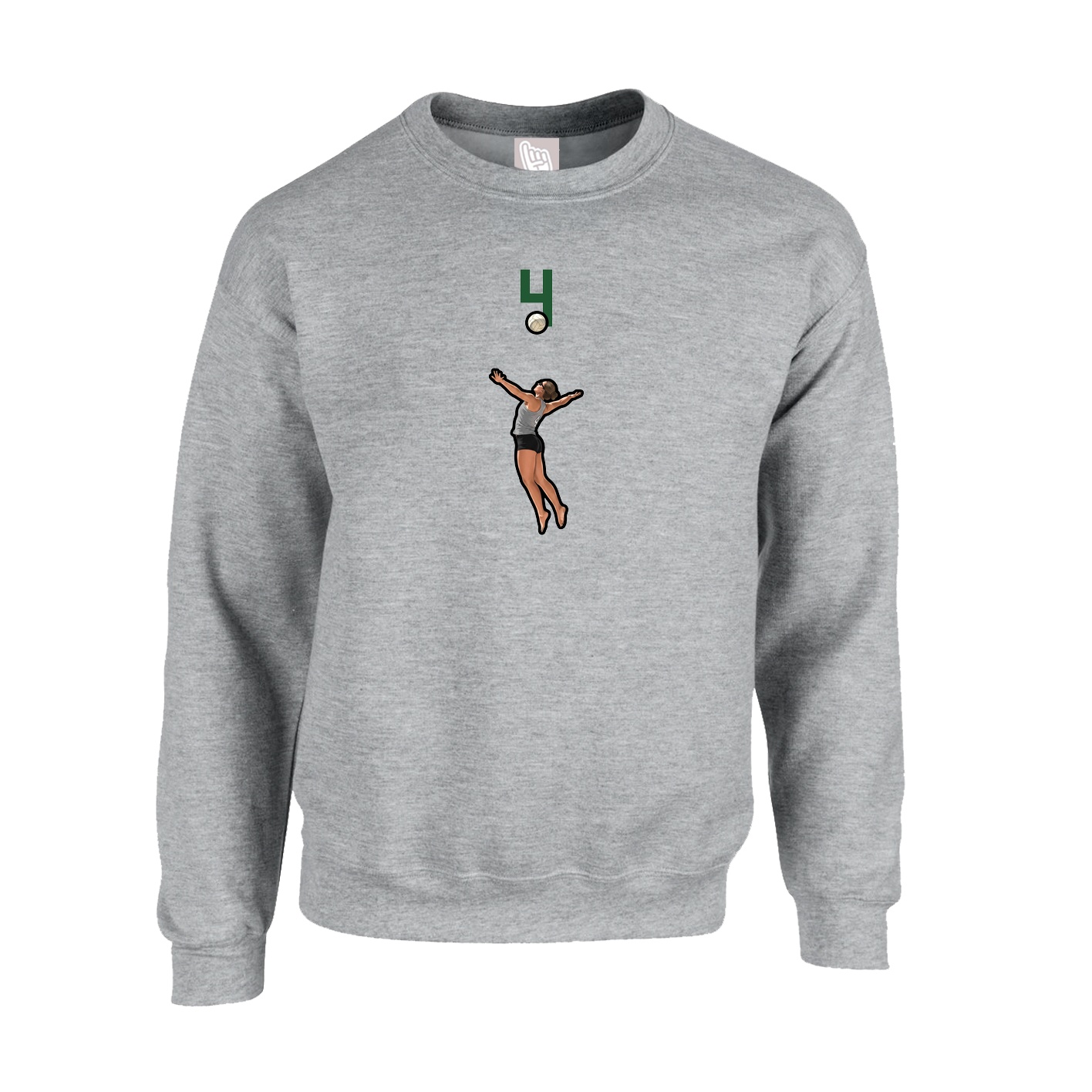 Fleece Crew — Number Top in Grey