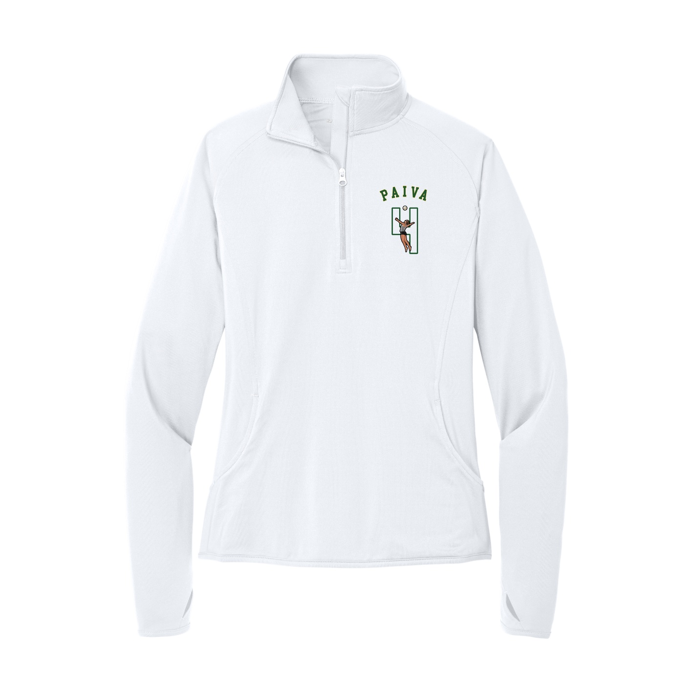 Women's Q-Zip Pullover — Shirsey Arch in White