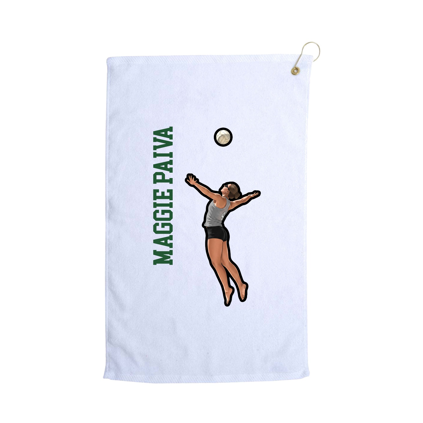 Golf Towel — Name Vertical in White