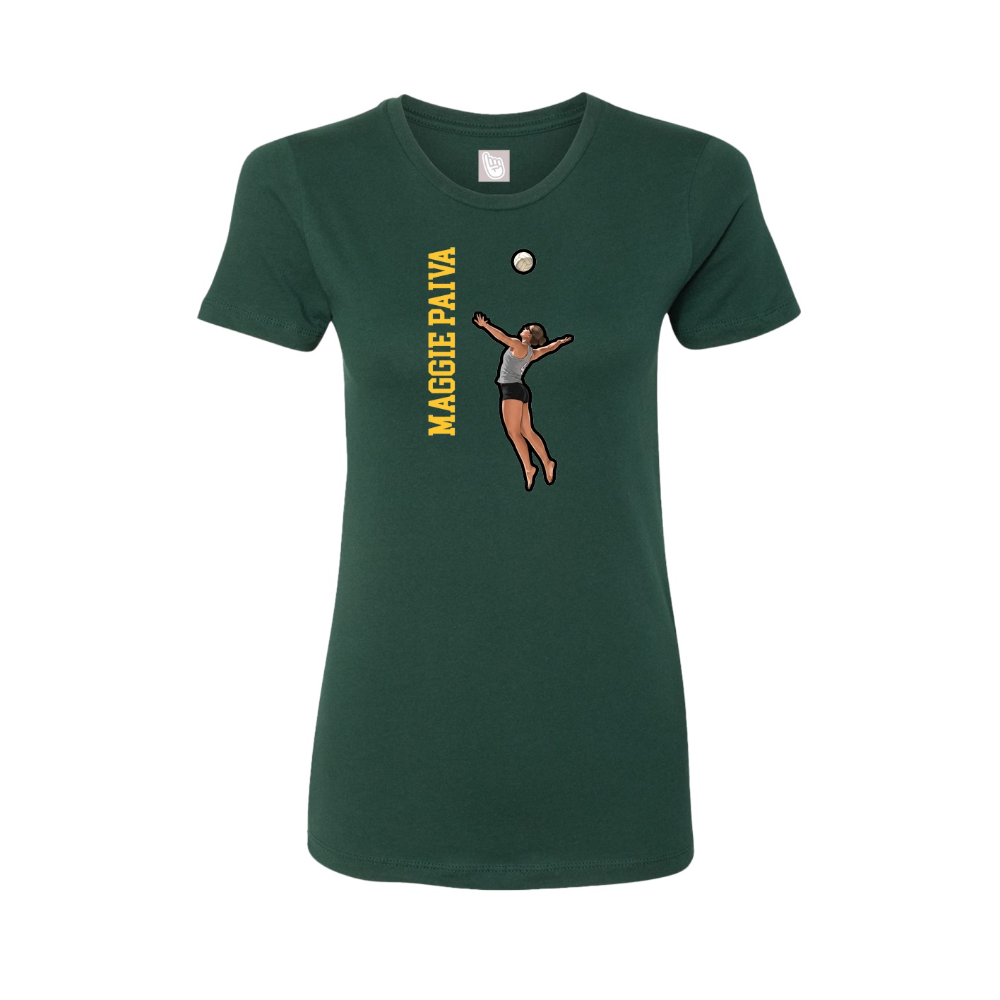Womens Tee — Name Vertical in Green