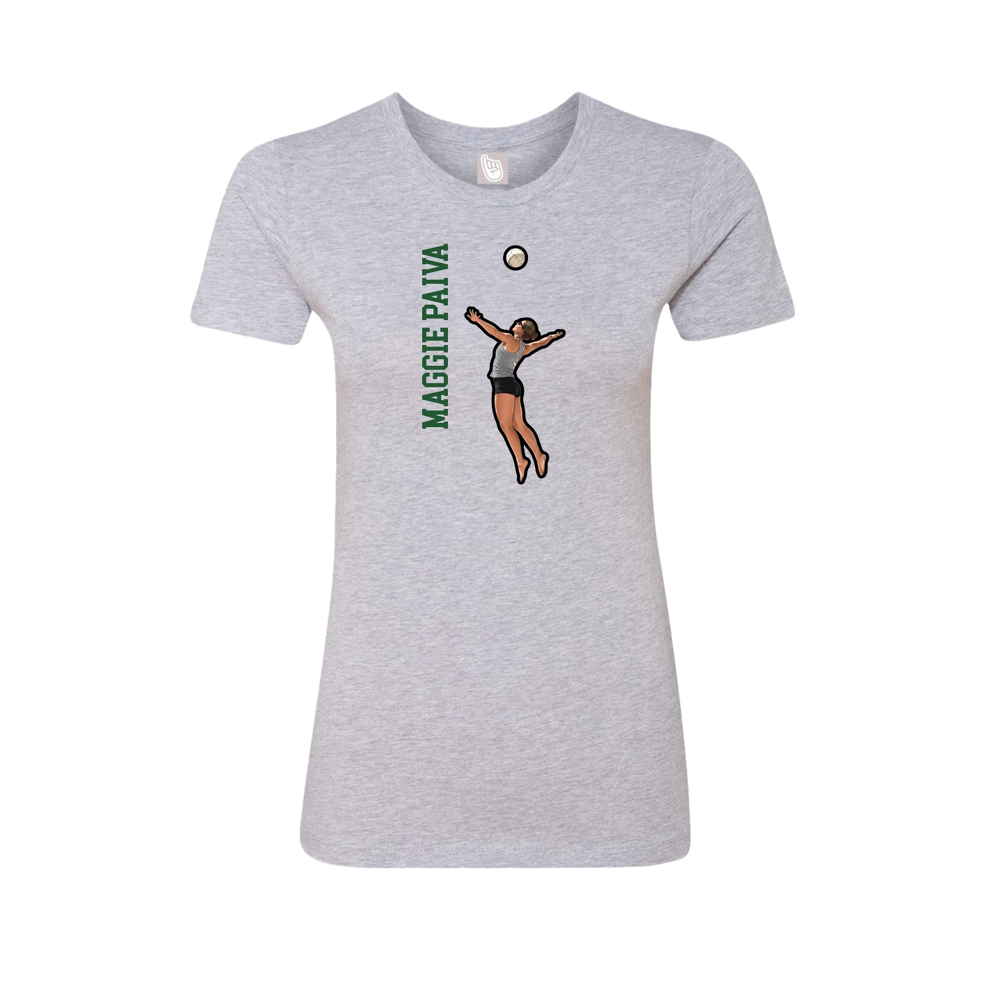 Fitted Women's Tee — Name Vertical in Grey