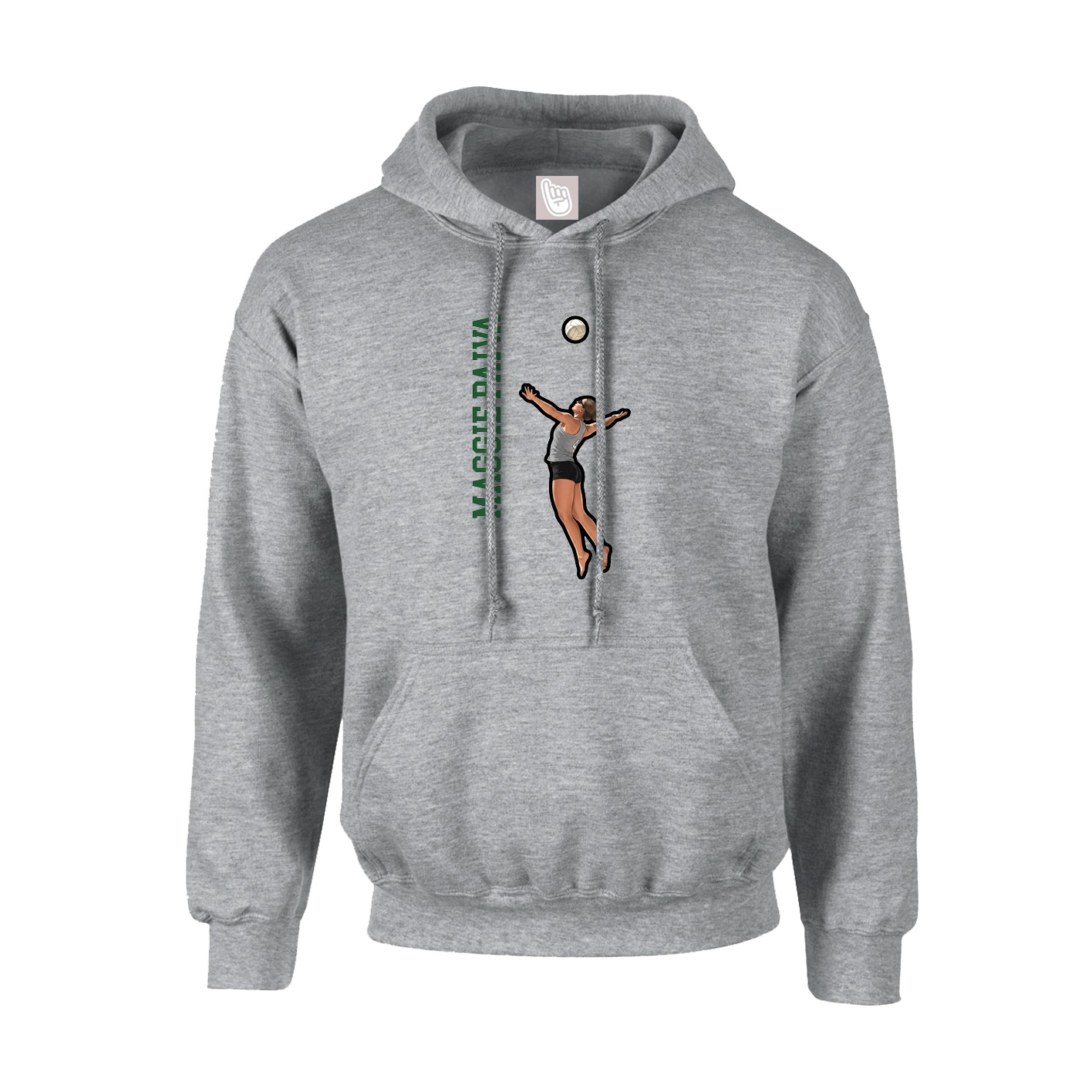Hoodie — Name Vertical in Grey