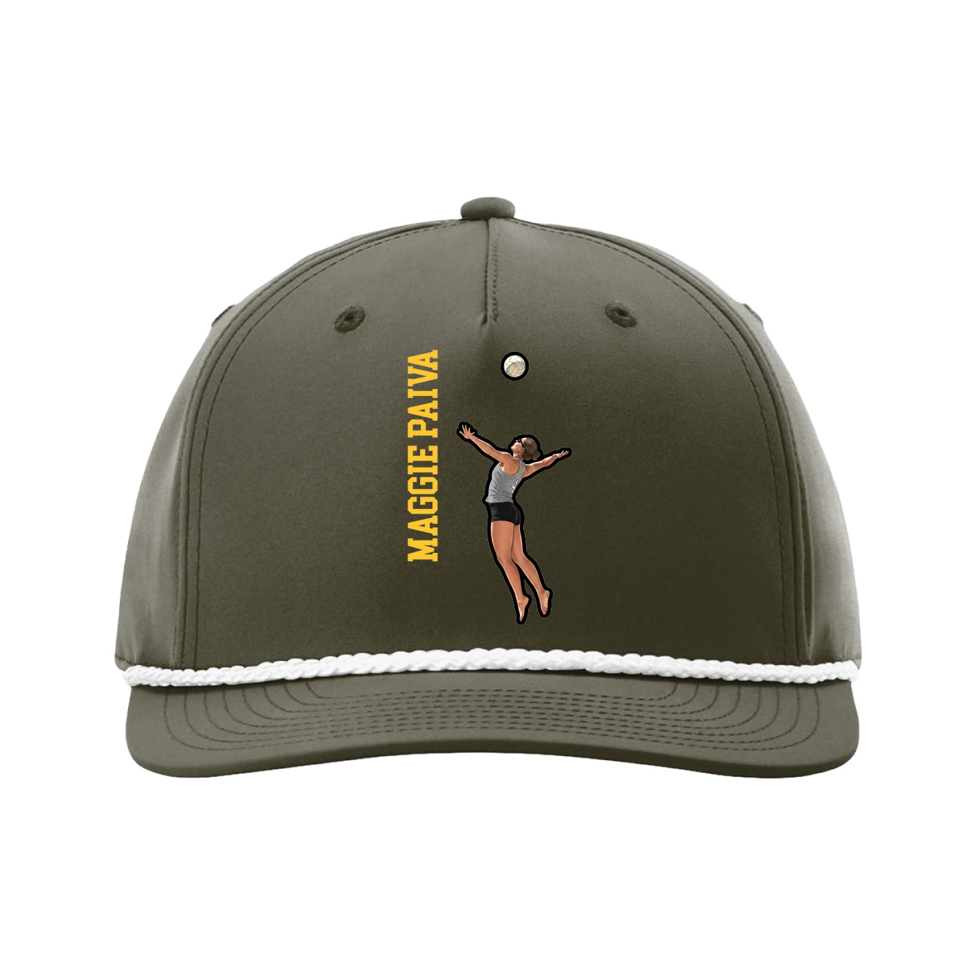 Five-Panel Classic Rope Cap — Name Vertical in Green