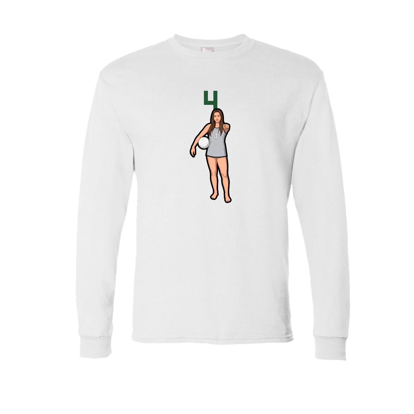 Long Sleeve Tee — Number Top in White