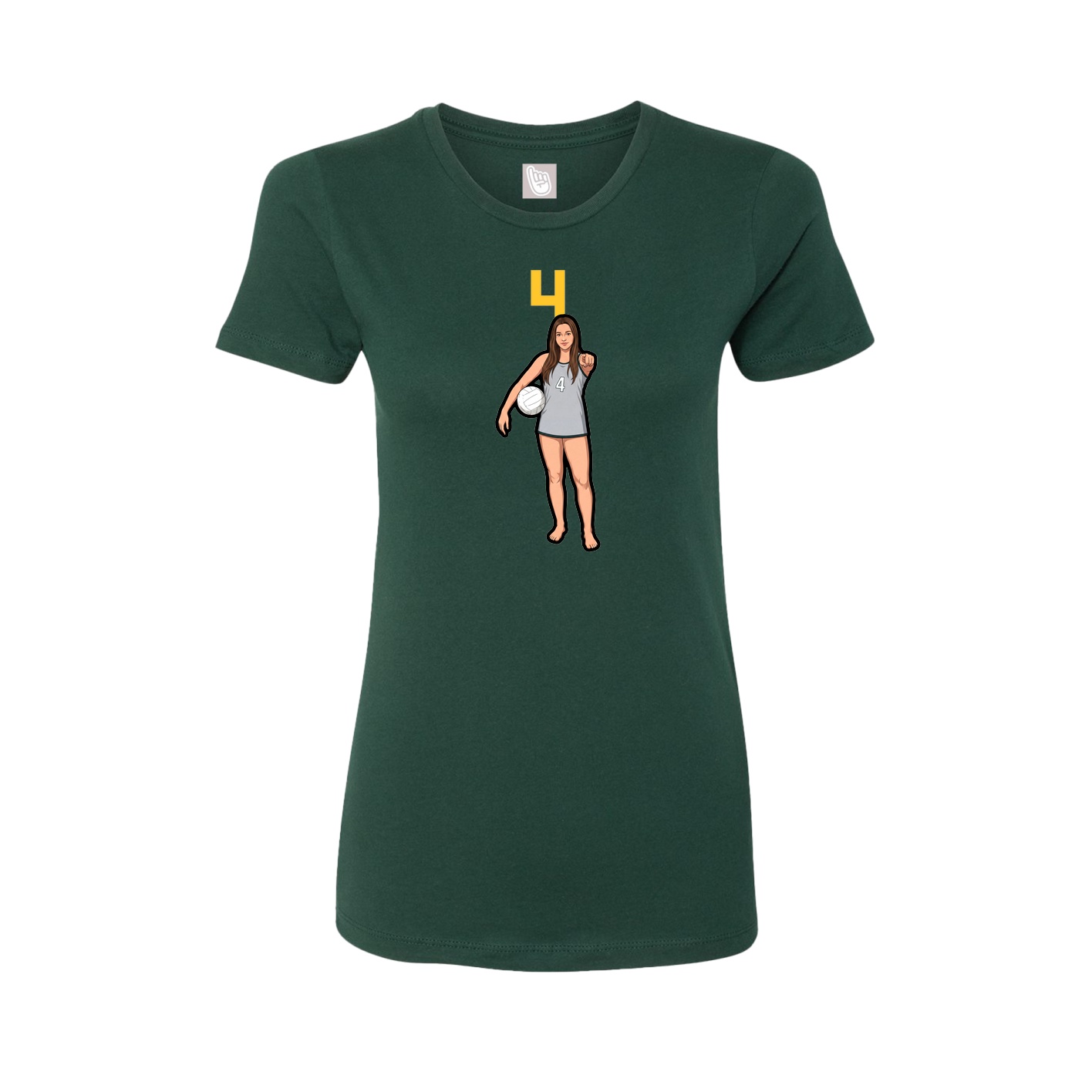 Fitted Women's Tee — Number Top in Green