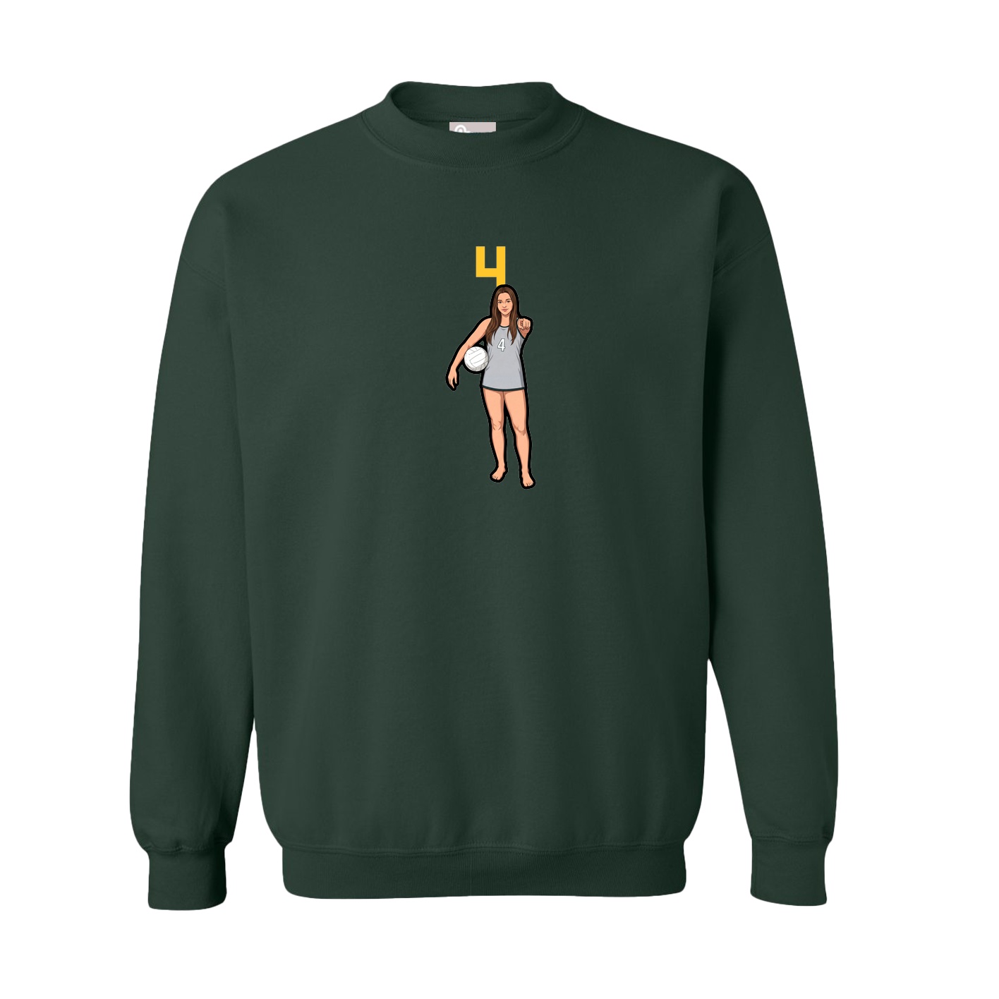 Fleece Crew — Number Top in Green