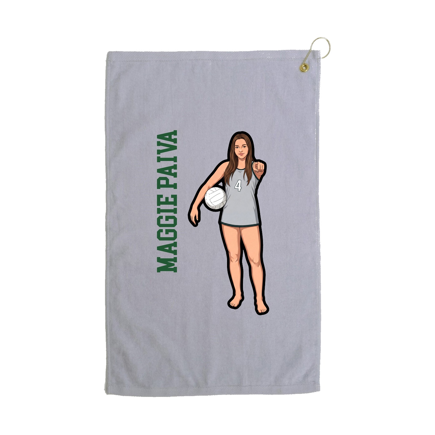 Golf Towel — Name Vertical in Grey