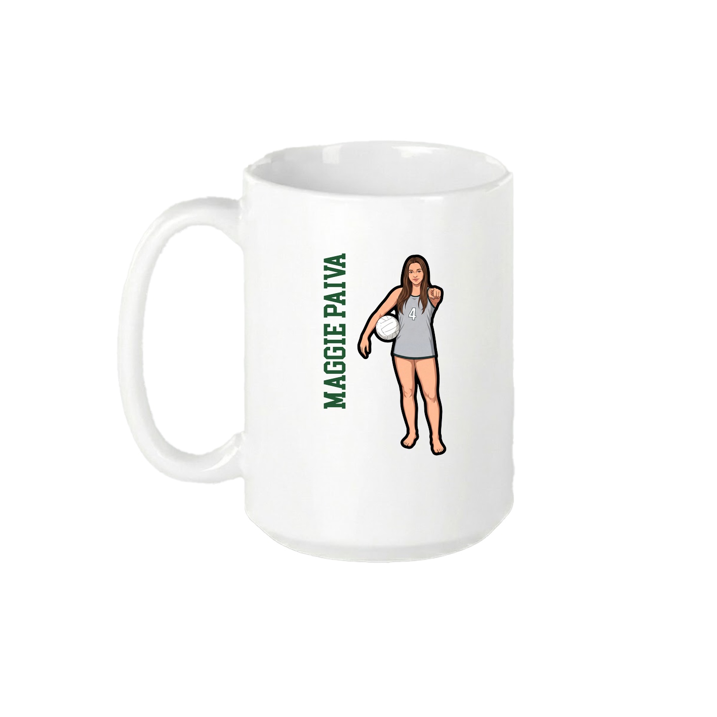 15oz Coffee Mug — Name Vertical in White