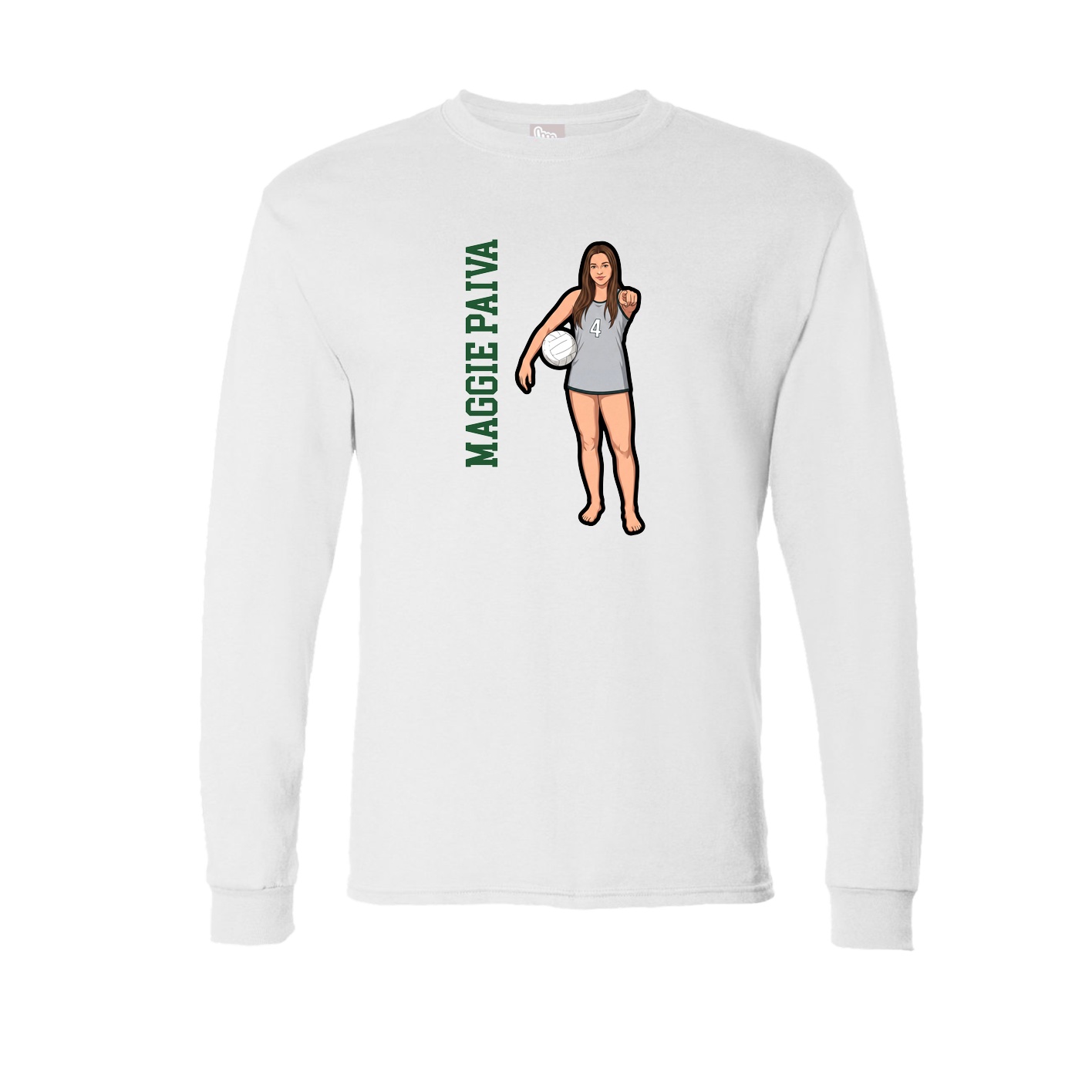 Long Sleeve Tee — Name Vertical in White