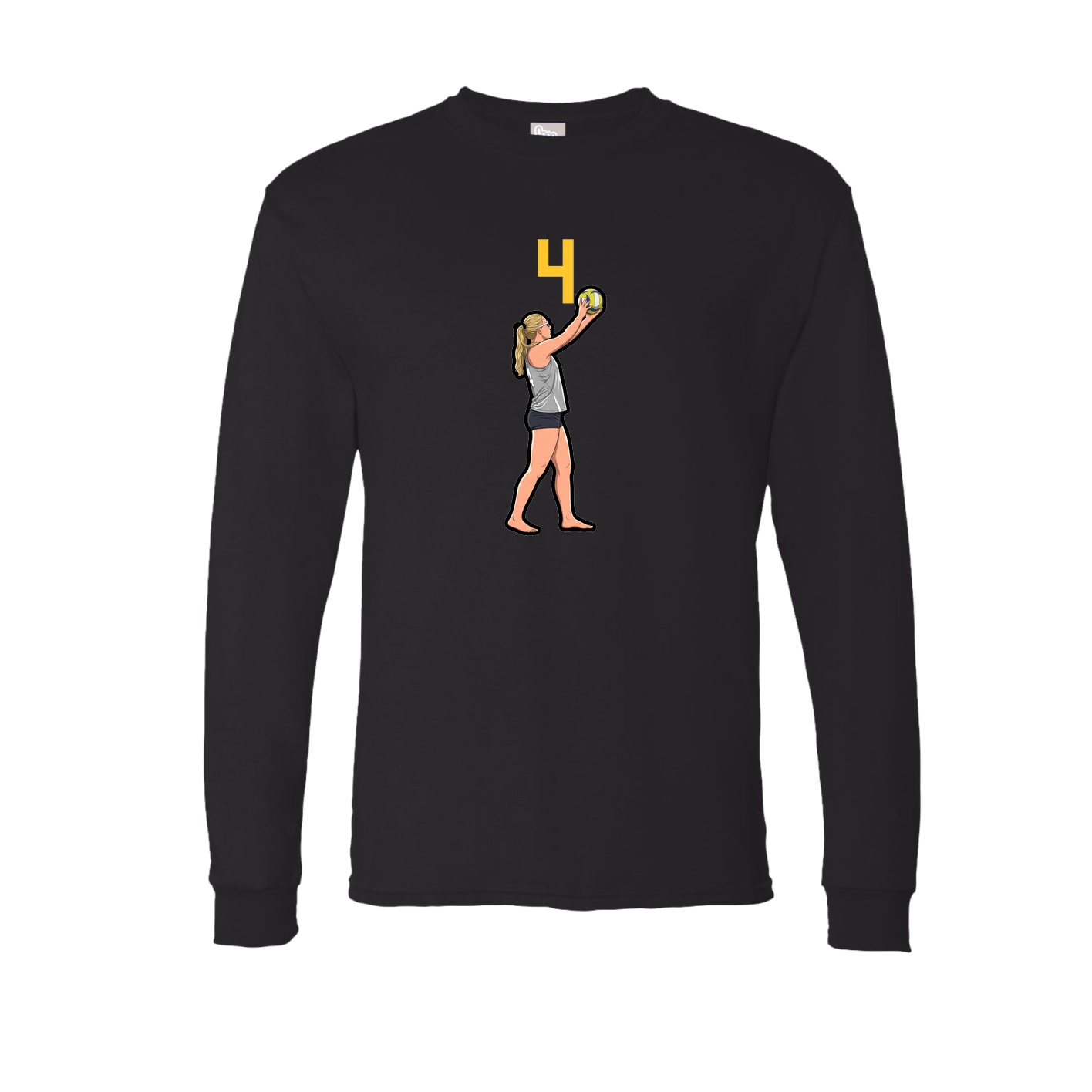 Long Sleeve Tee — Number Top in Black