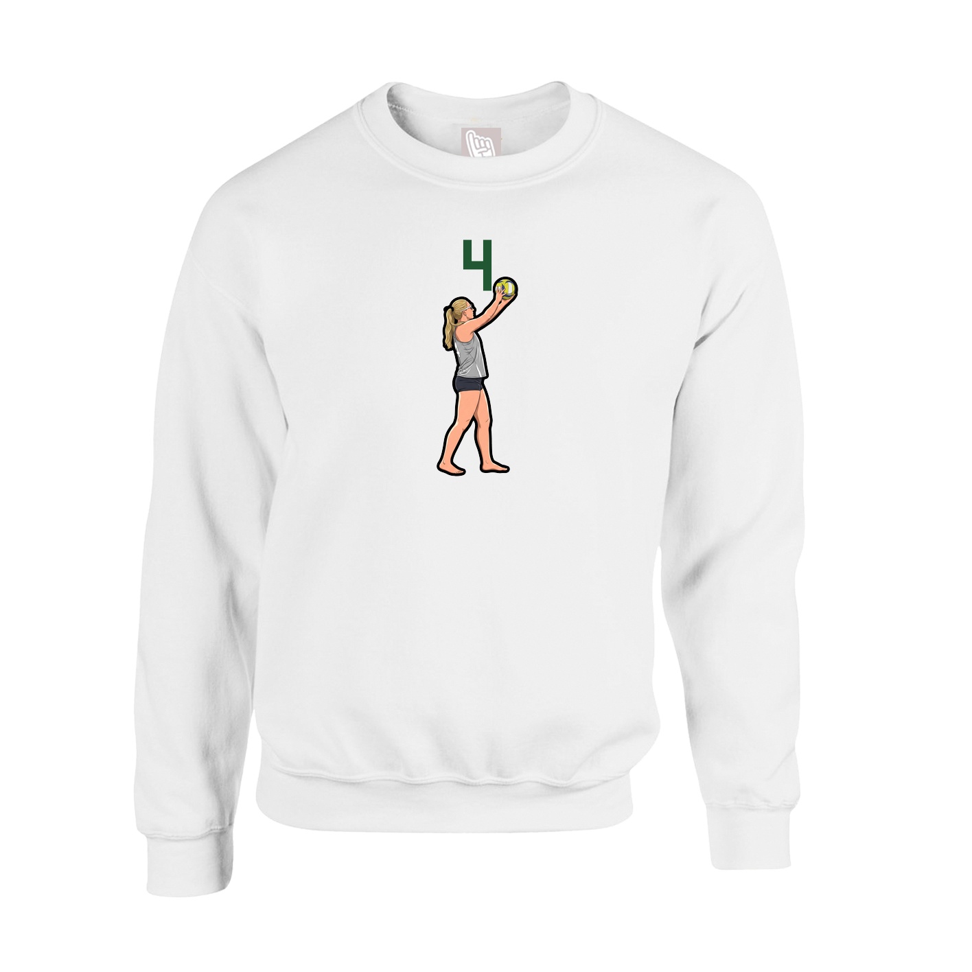 Fleece Crew — Number Top in White