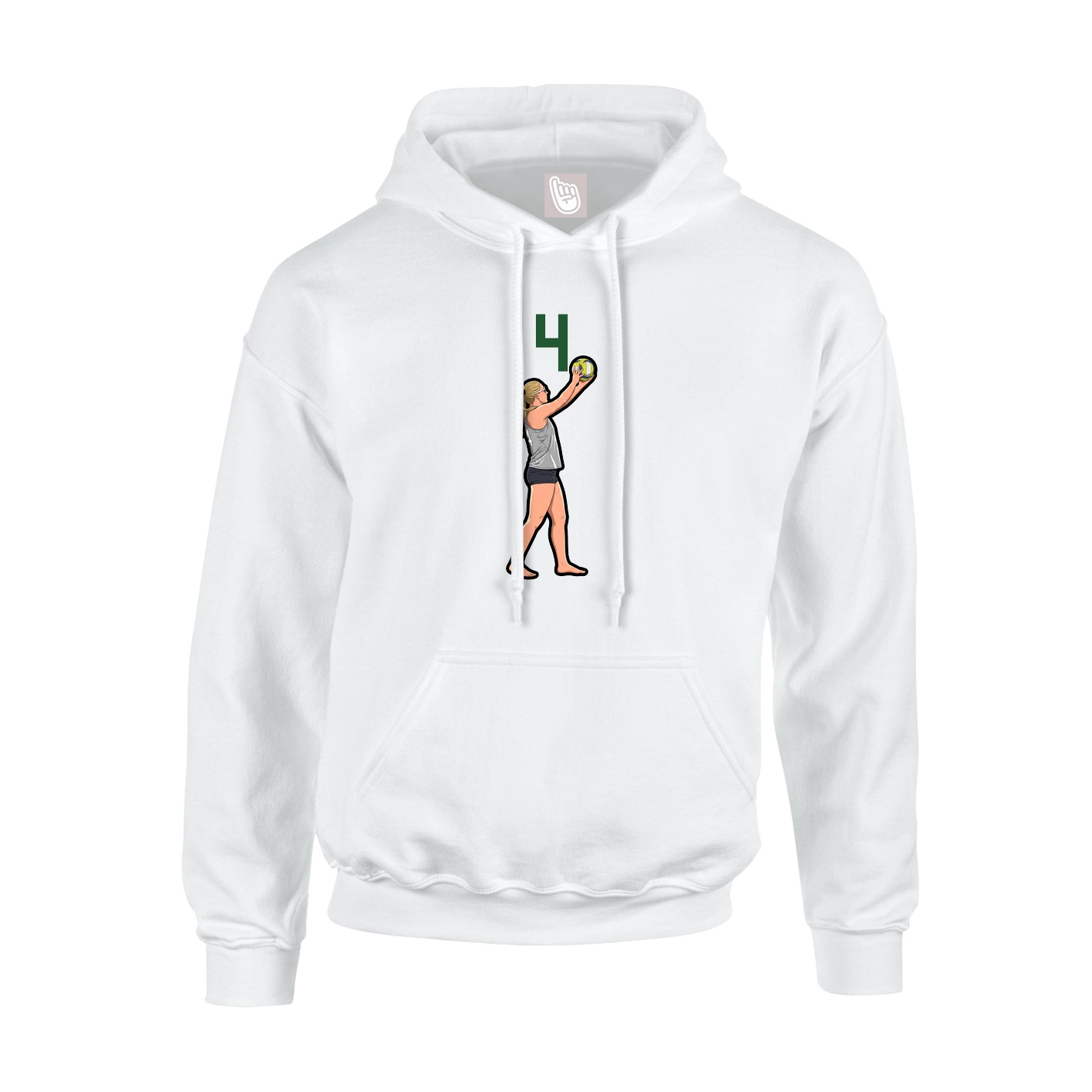 Youth Hoodie — Number Top in White