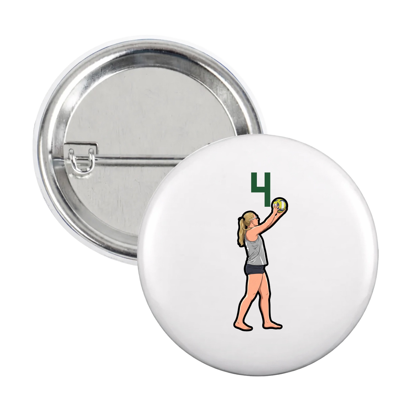 Game Day Button — Number Top in White