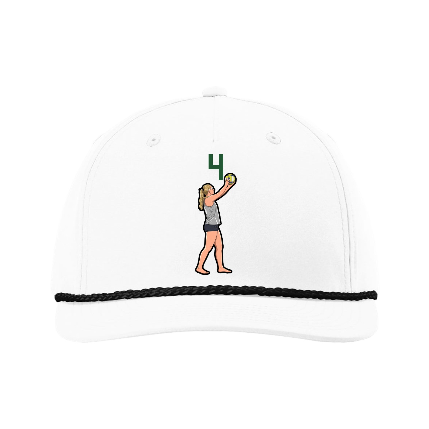 Five-Panel Classic Rope Cap — Number Top in White