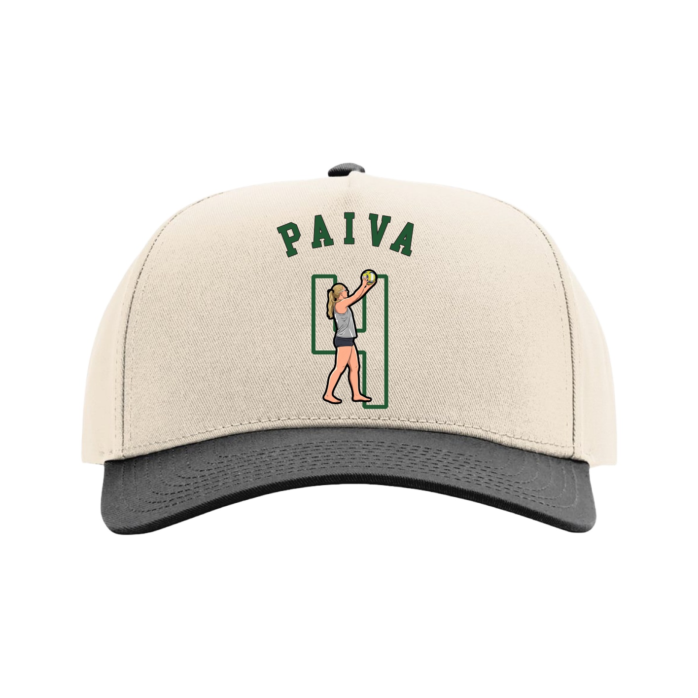 Full Fabric Five-Panel Champ Cap — Shirsey Arch in Cream/Black