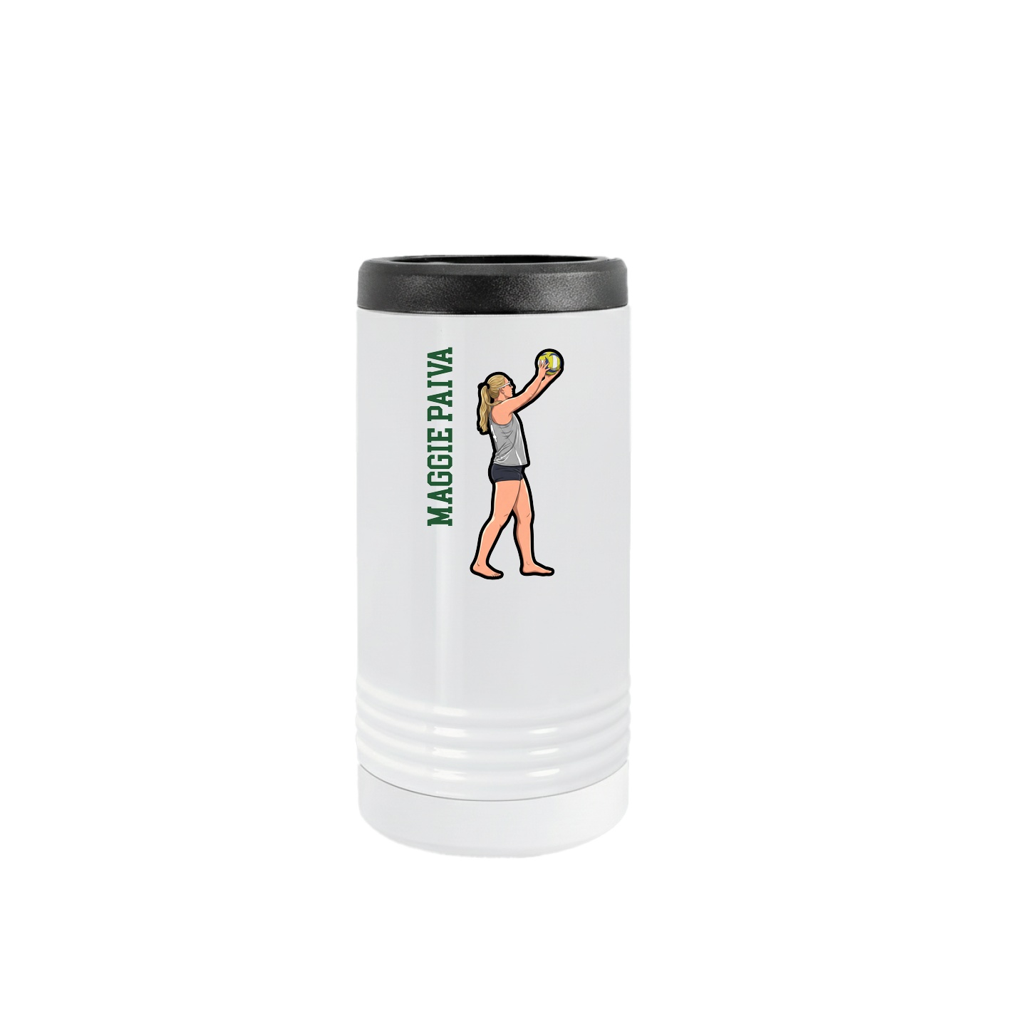 Slim Beverage Holder — Name Vertical in White