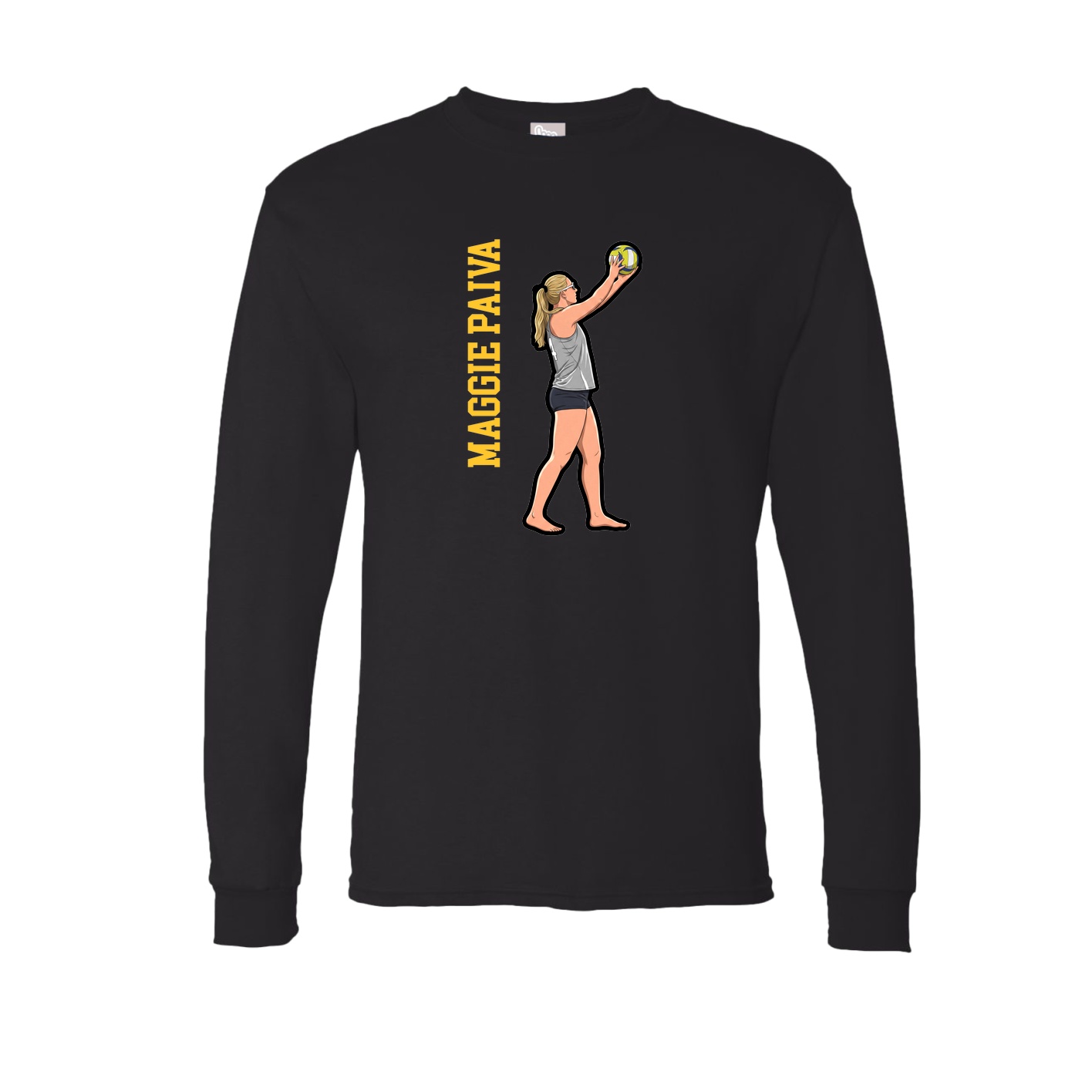 Long Sleeve Tee — Name Vertical in Black