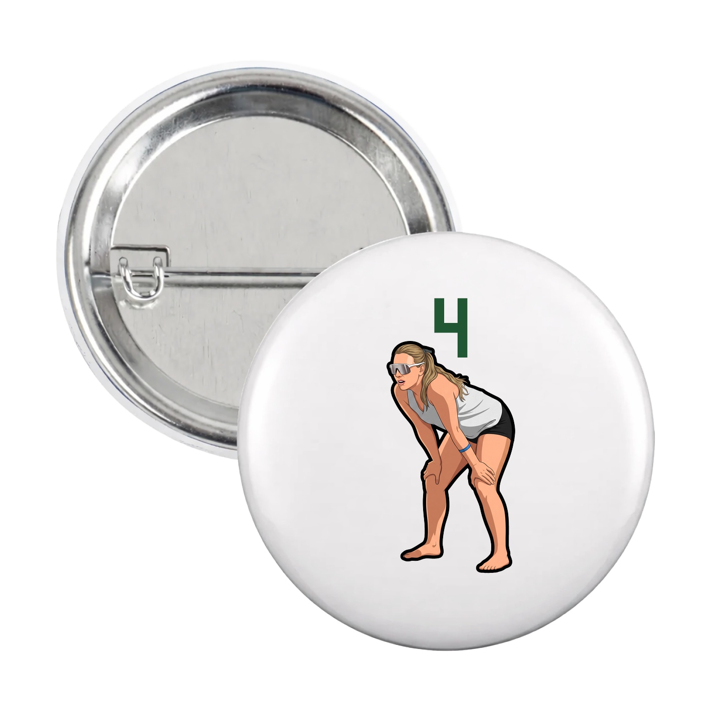 Game Day Button — Number Top in White