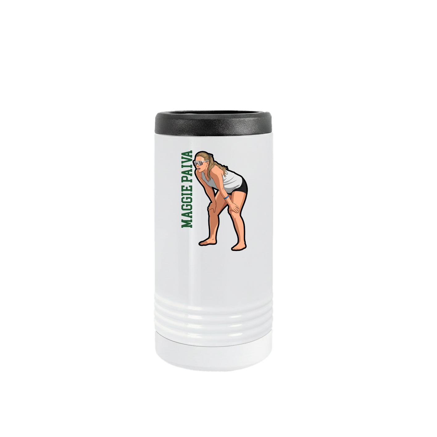 Slim Beverage Holder — Name Vertical in White