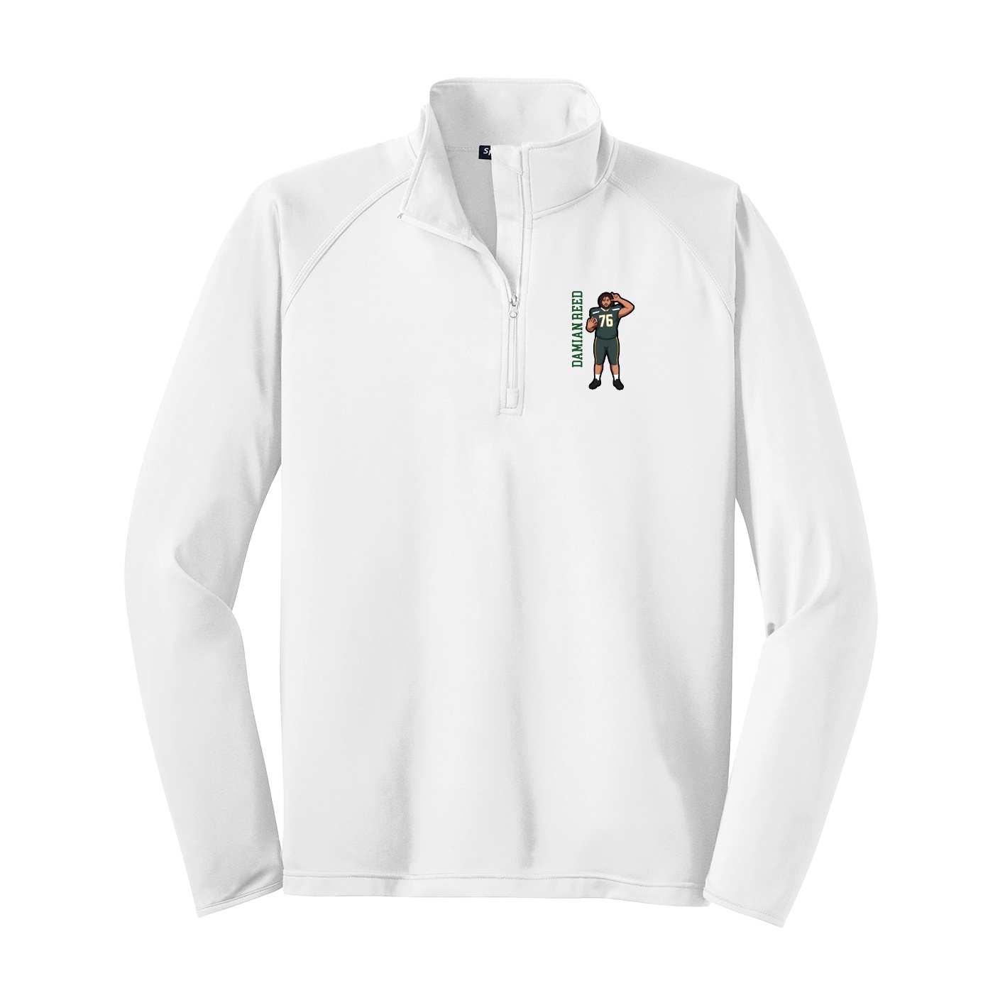 Q-Zip Pullover — Name Vertical in White