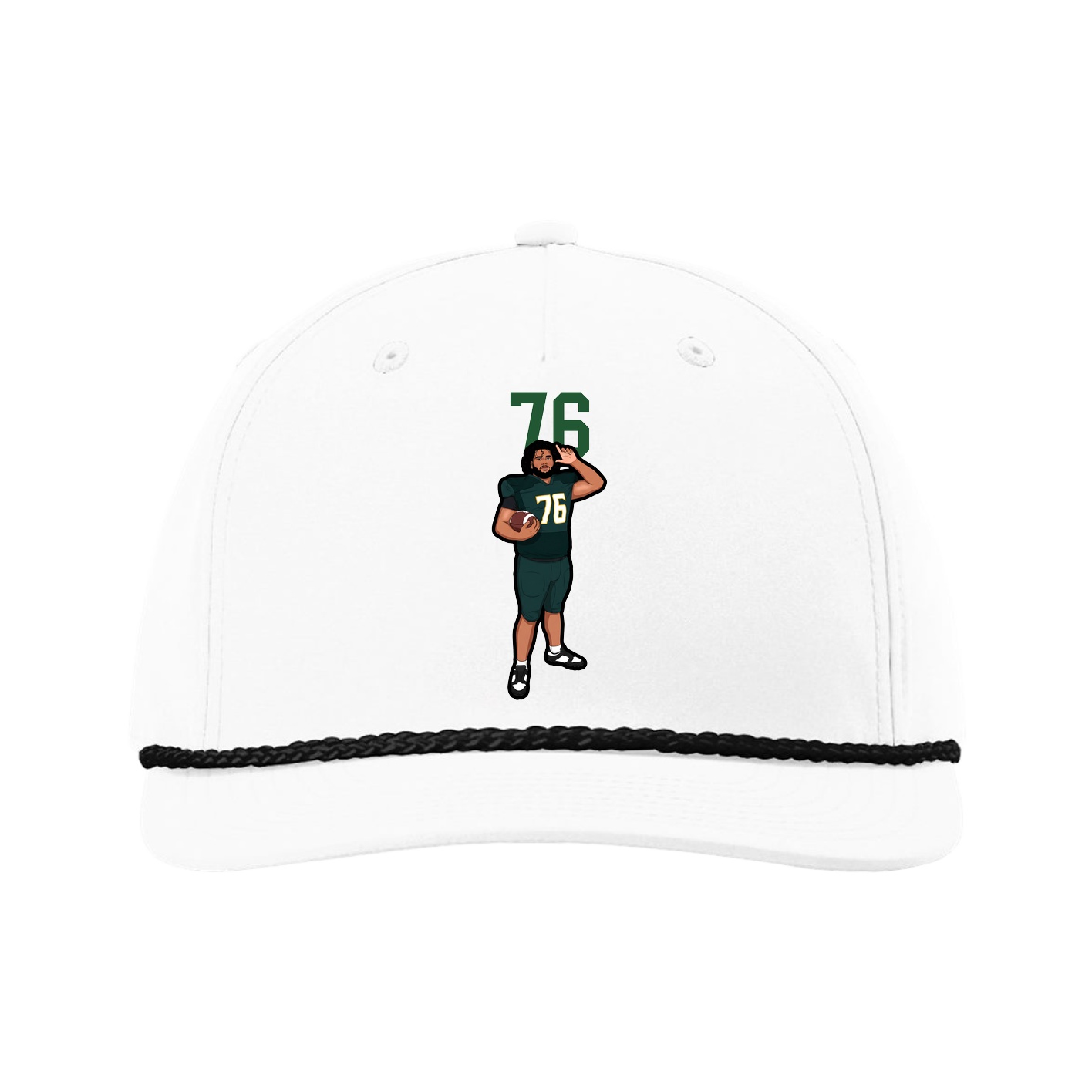 Five-Panel Classic Rope Cap — Number Top in White