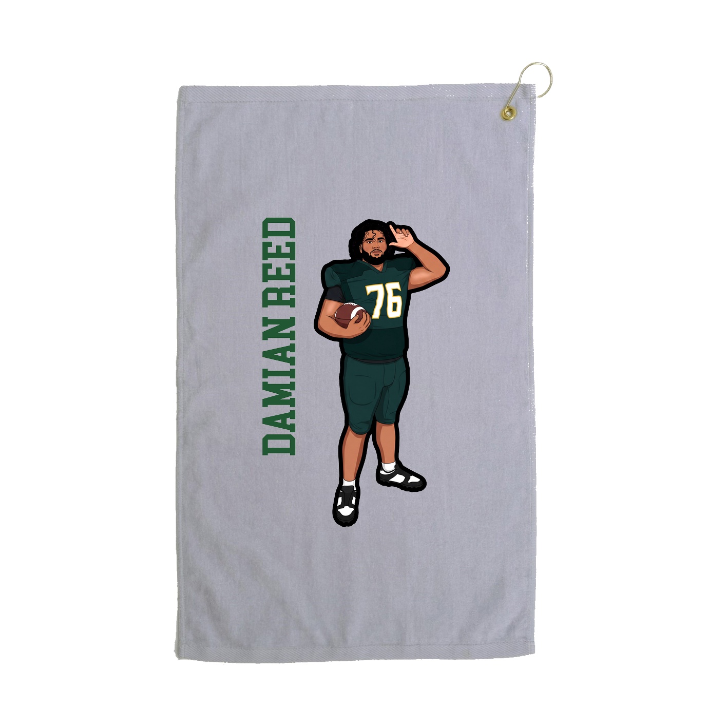 Golf Towel — Name Vertical in Grey