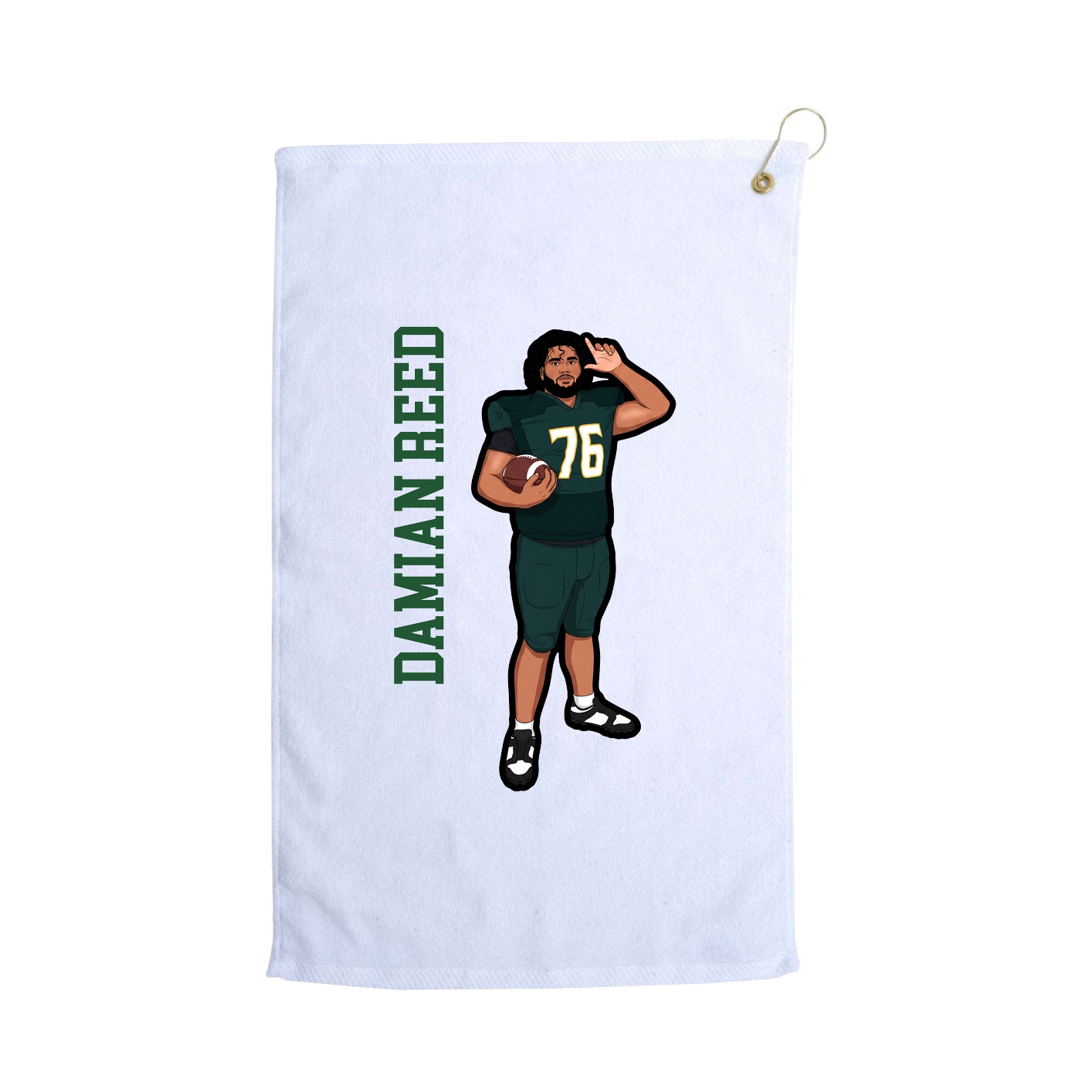 Golf Towel — Name Vertical in White