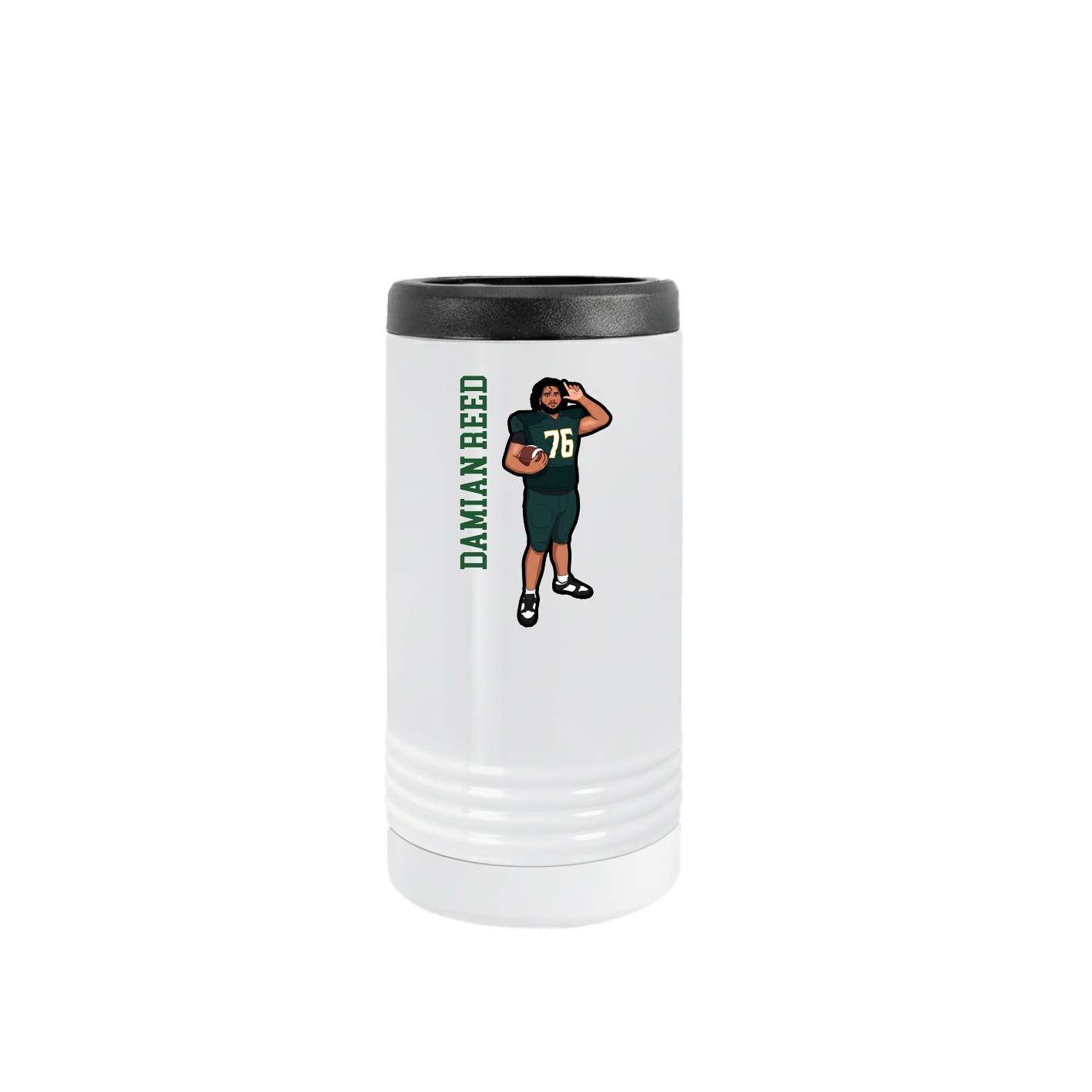 Slim Beverage Holder — Name Vertical in White