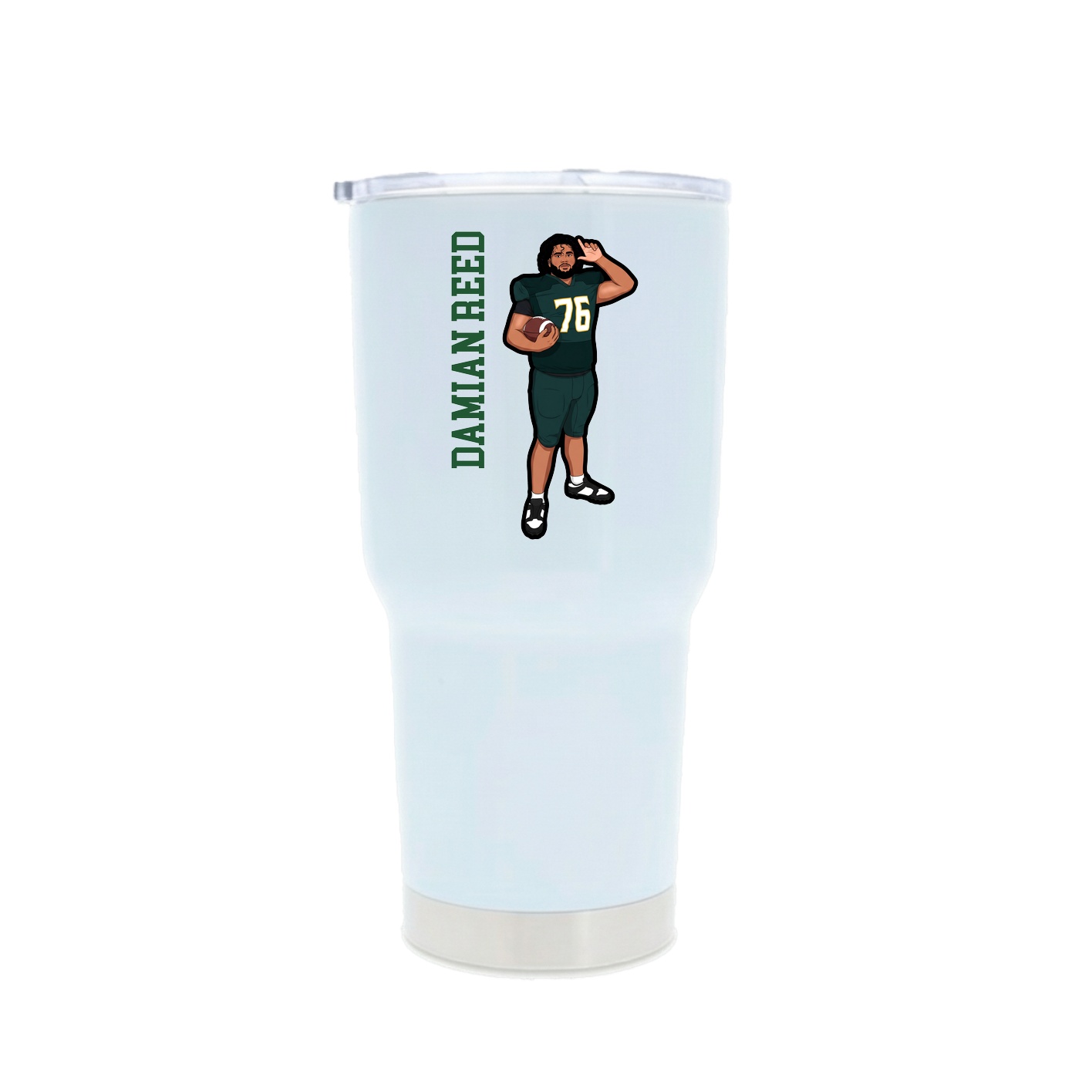 30oz Stainless Steel Tumbler — Name Vertical in White